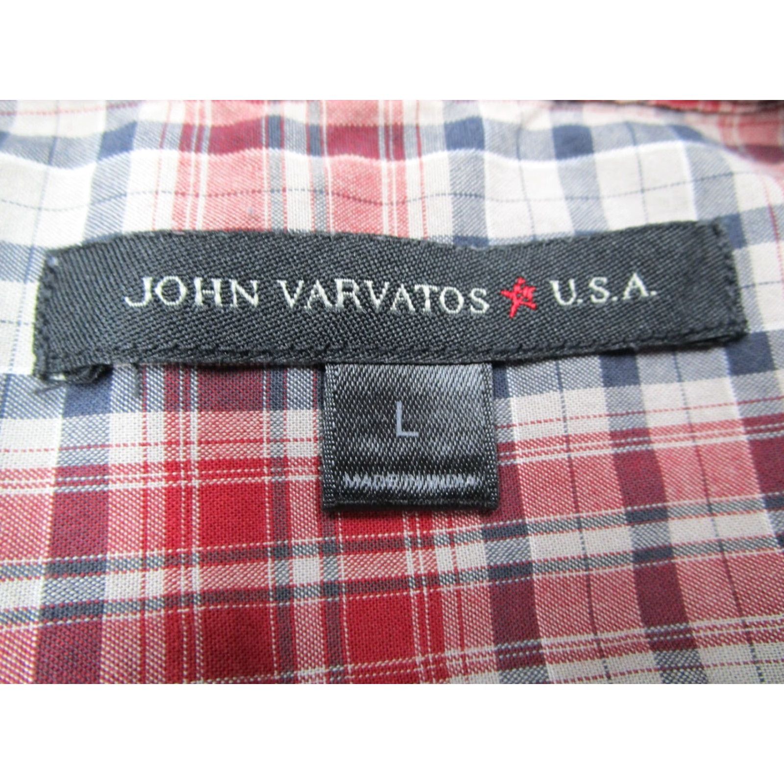 John Varvatos VINTAGE John Varvatos Star USA Shirt Mens Large Red Plaid Button Up Long Sleeve Cotton Casual Designer Workmen Size US L / EU 52-54 / 3 - 3 Thumbnail