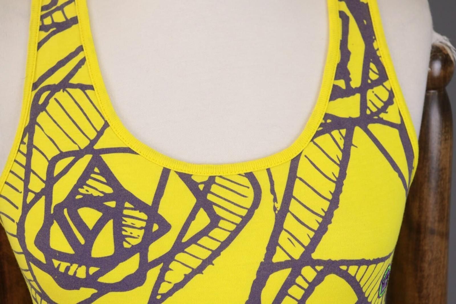 Designer E9 Yellow Printed Sleeveless Summer Top Shirt Size L Size L / US 10 / IT 46 - 3 Thumbnail