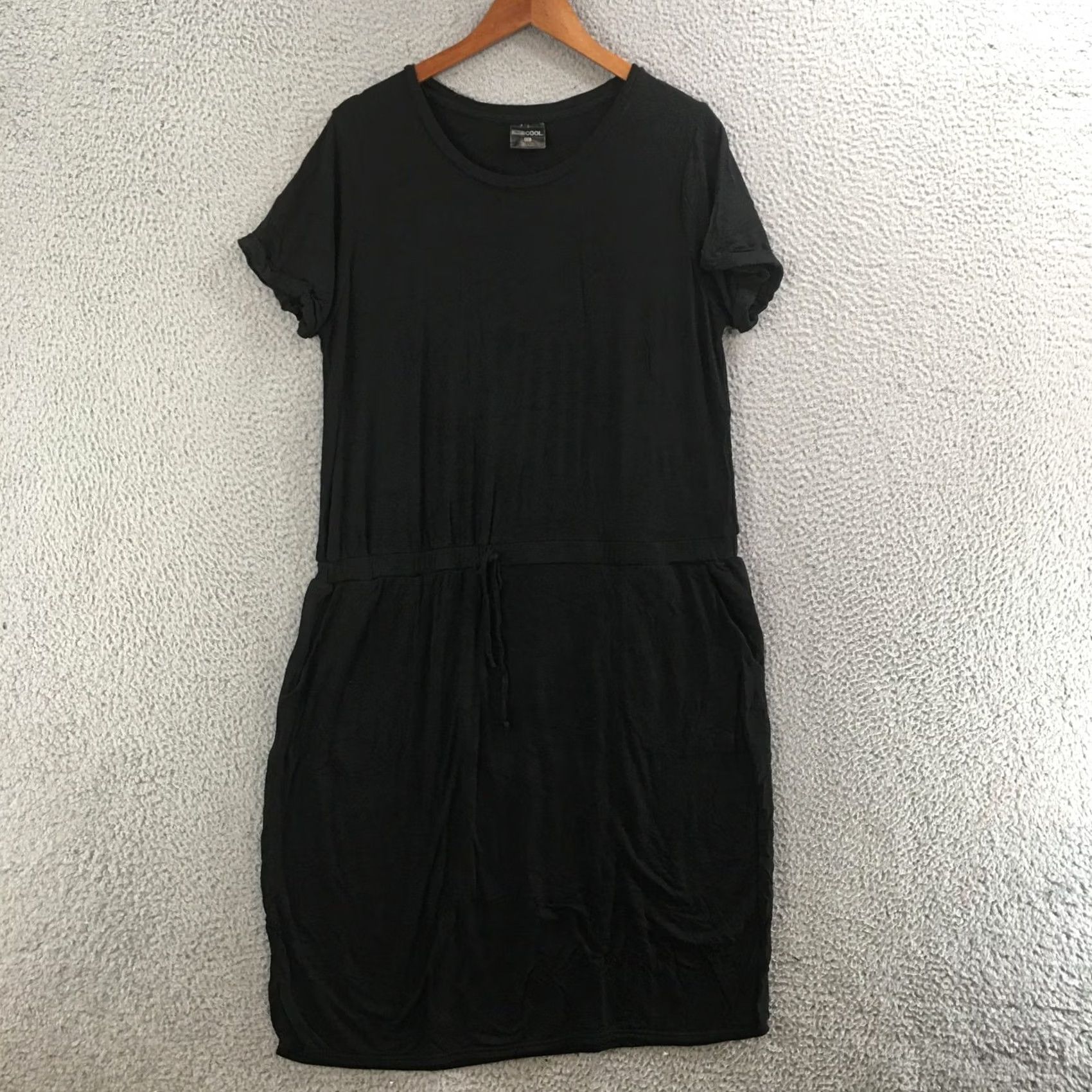 Vintage 32 Degrees Women Dress XXL Stretch Pockets Short Sleeve Pullover Knit Black Size XXL / US 16-18 / IT 52-54 - 2 Thumbnail