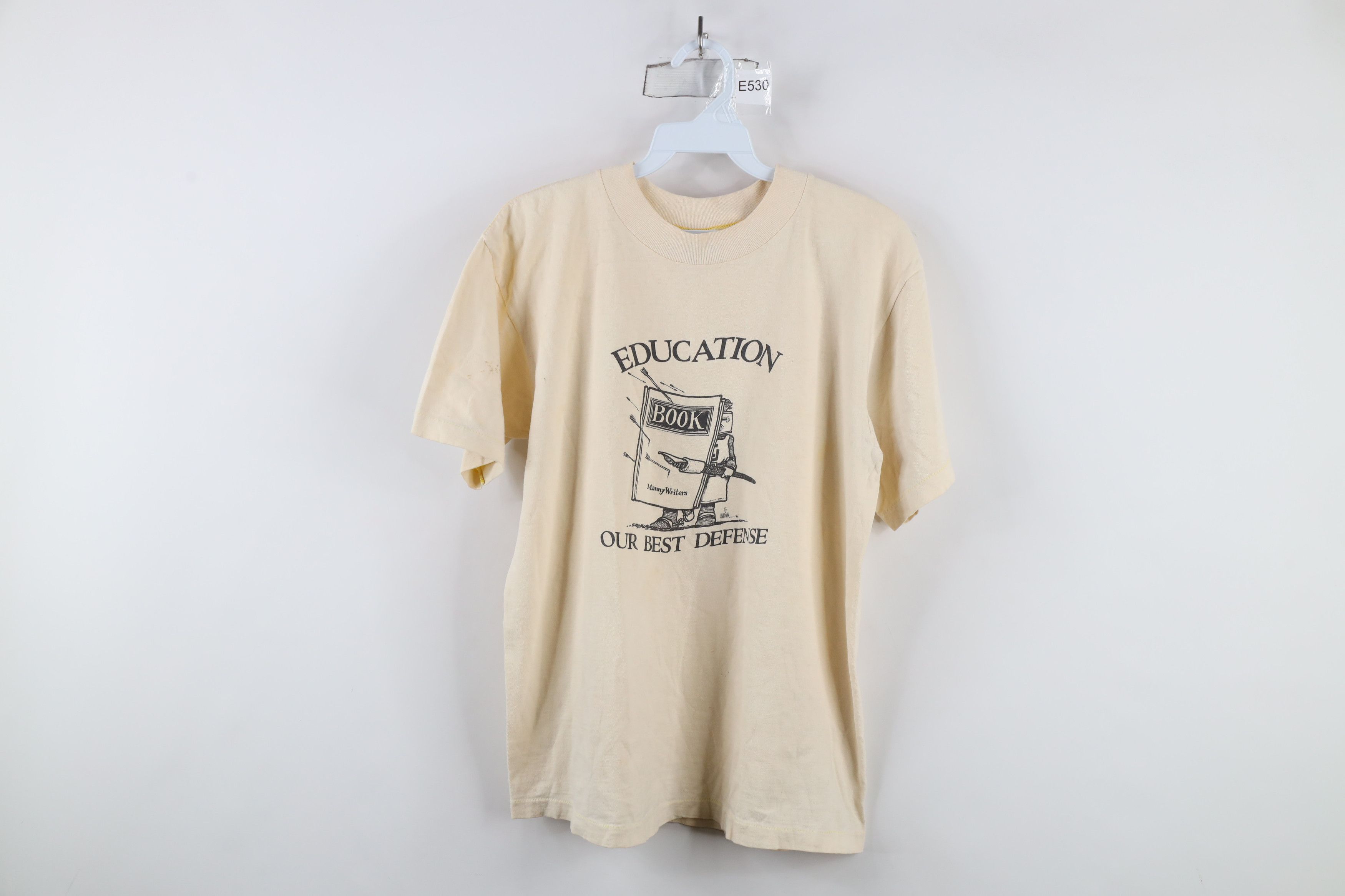 Vintage Vintage 80s Education Best Defense Short Sleeve T-Shirt USA Size US S / EU 44-46 / 1 - 1 Thumbnail