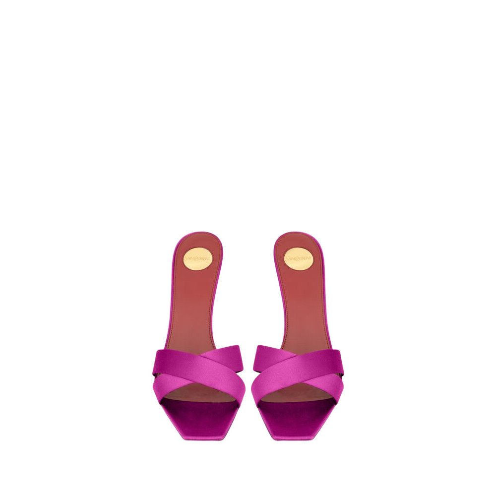 SAINT LAURENT Opyum $1300 Fuchsia Satin Crepe 85mm Mules New