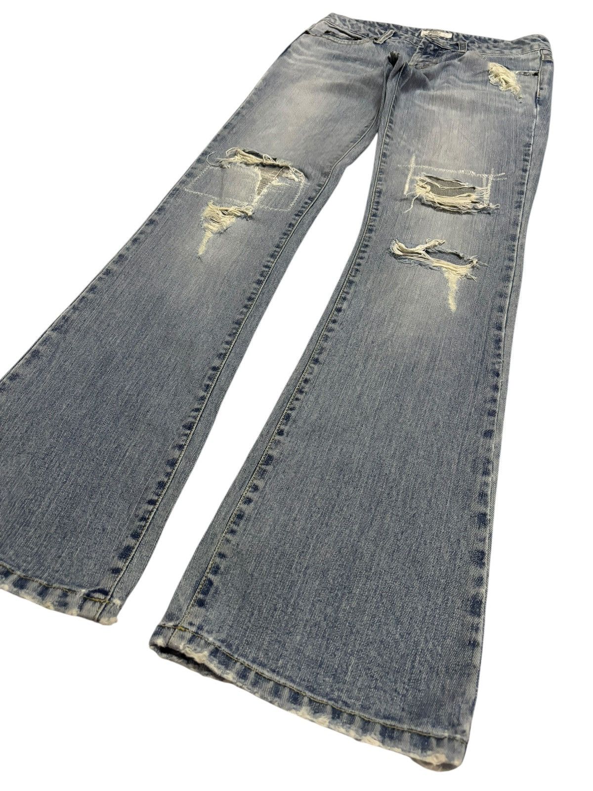 Japanese Brand Vtg Lust Japan Flared Distressed Jeans Size 28" / US 6 / IT 42 - 3 Thumbnail
