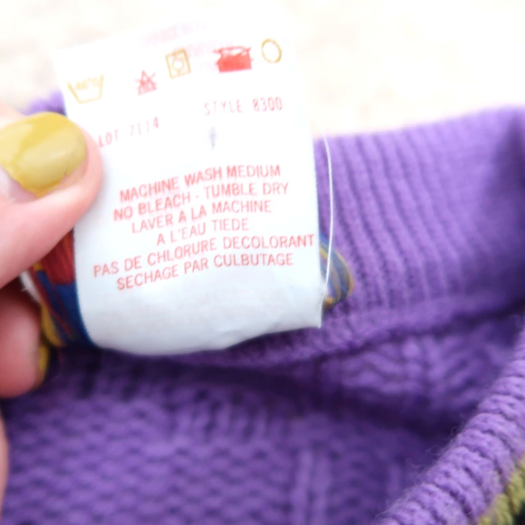 Vintage VINTAGE Lycee Mixte purple fair isle acrylic knit sweater Women M Size M / US 6-8 / IT 42-44 - 4 Thumbnail