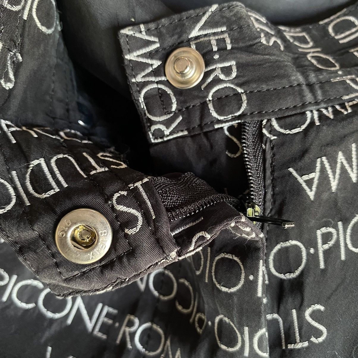 Designer × Japanese Brand STUDIO PICONE ROMA Black Logo Print Wide-Leg Pants Size 27" / US 4 / IT 40 - 15 Thumbnail