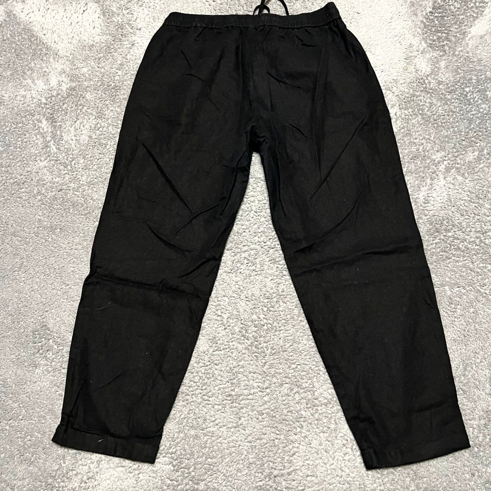 J.Crew J.CREW Pants Womens 8 Black Drawstring Linen Blend Straight Leg Cropped AW839 Size 30" / US 8 / IT 44 - 3 Thumbnail