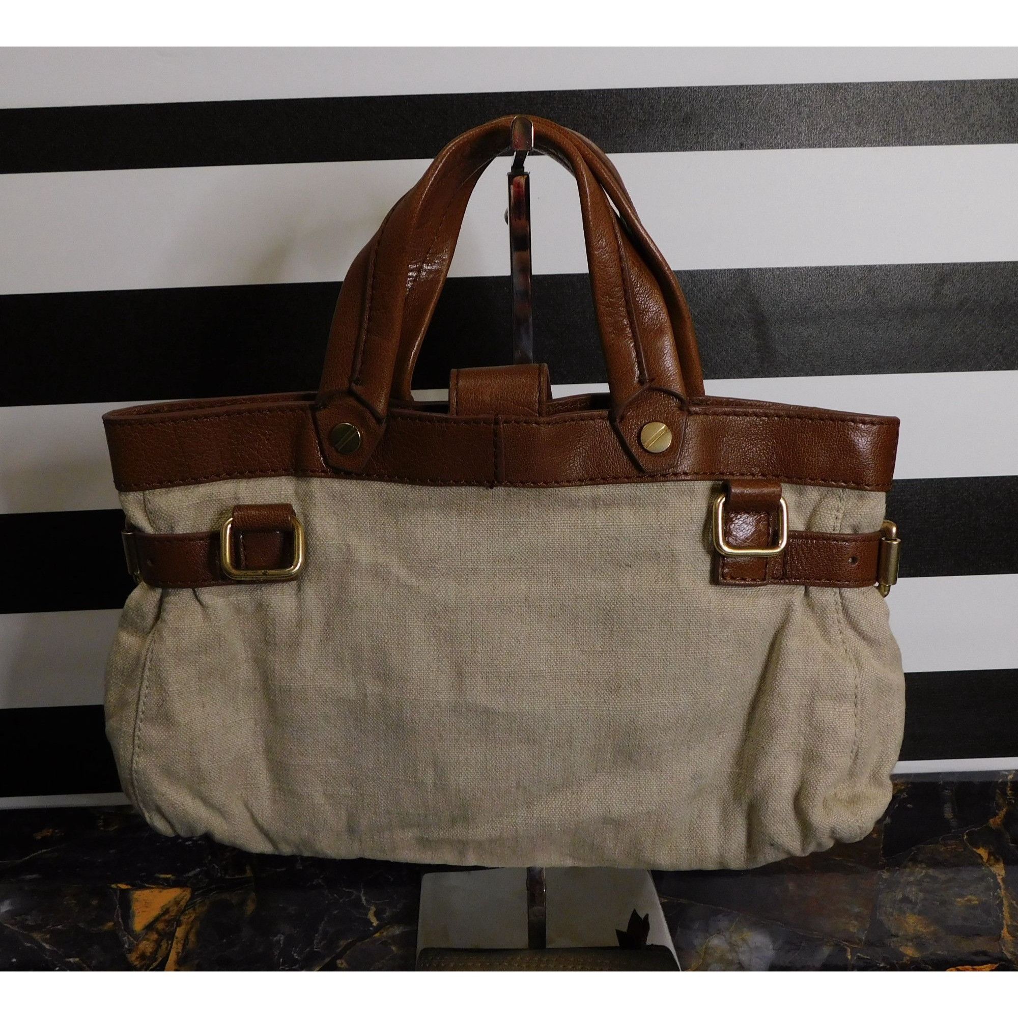 Other Foley + Corinna Brown Leather & Beige Canvas Shoulder Bag Wi Size ONE SIZE - 2 Thumbnail