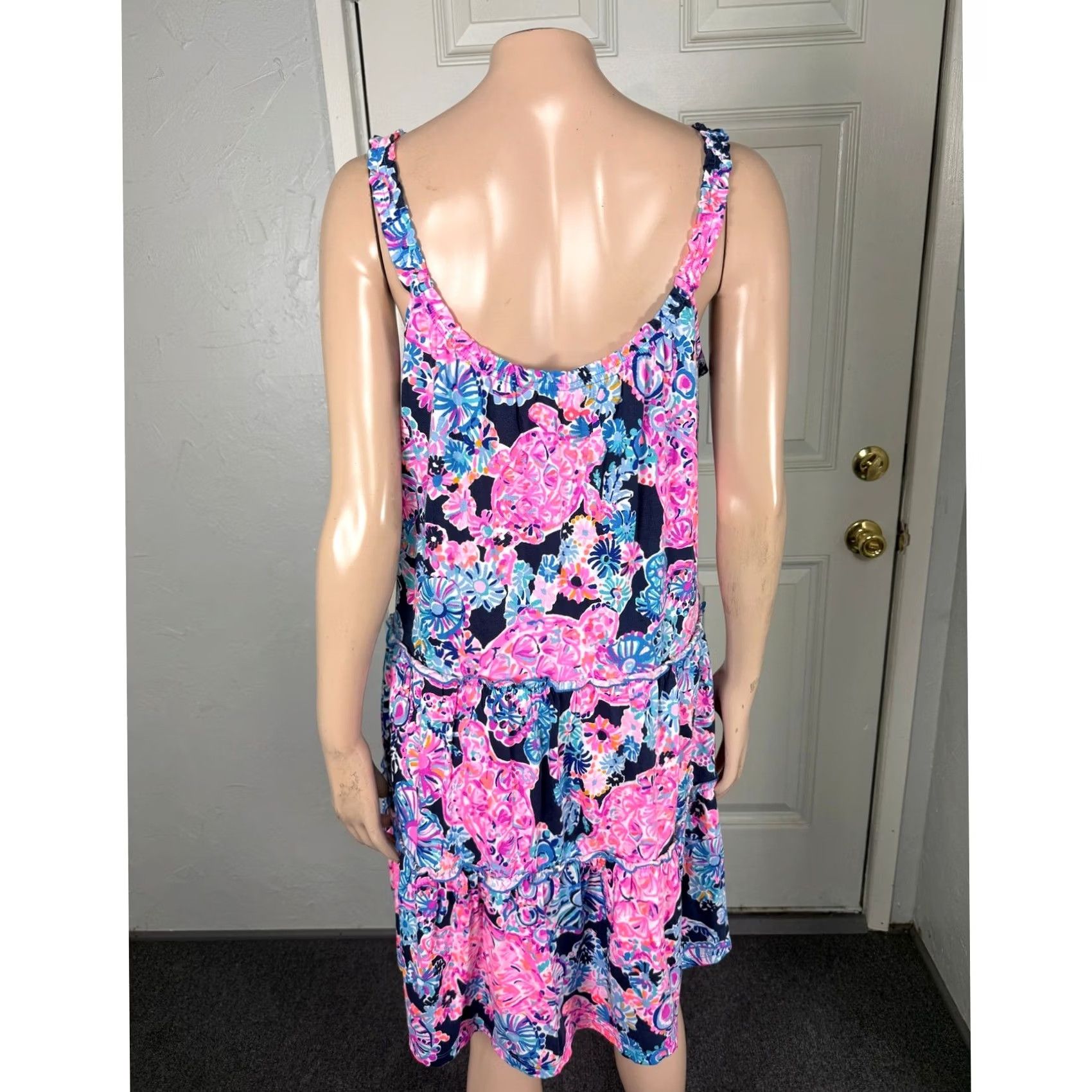 Lilly Pulitzer Lilly Pulitzer Loro Swing Women's Dress Floral Sleeveless Knit Cotton M Blue Short A-Line Beach Casual pull over Shirt? Size M / US 6-8 / IT 42-44 - 4 Thumbnail