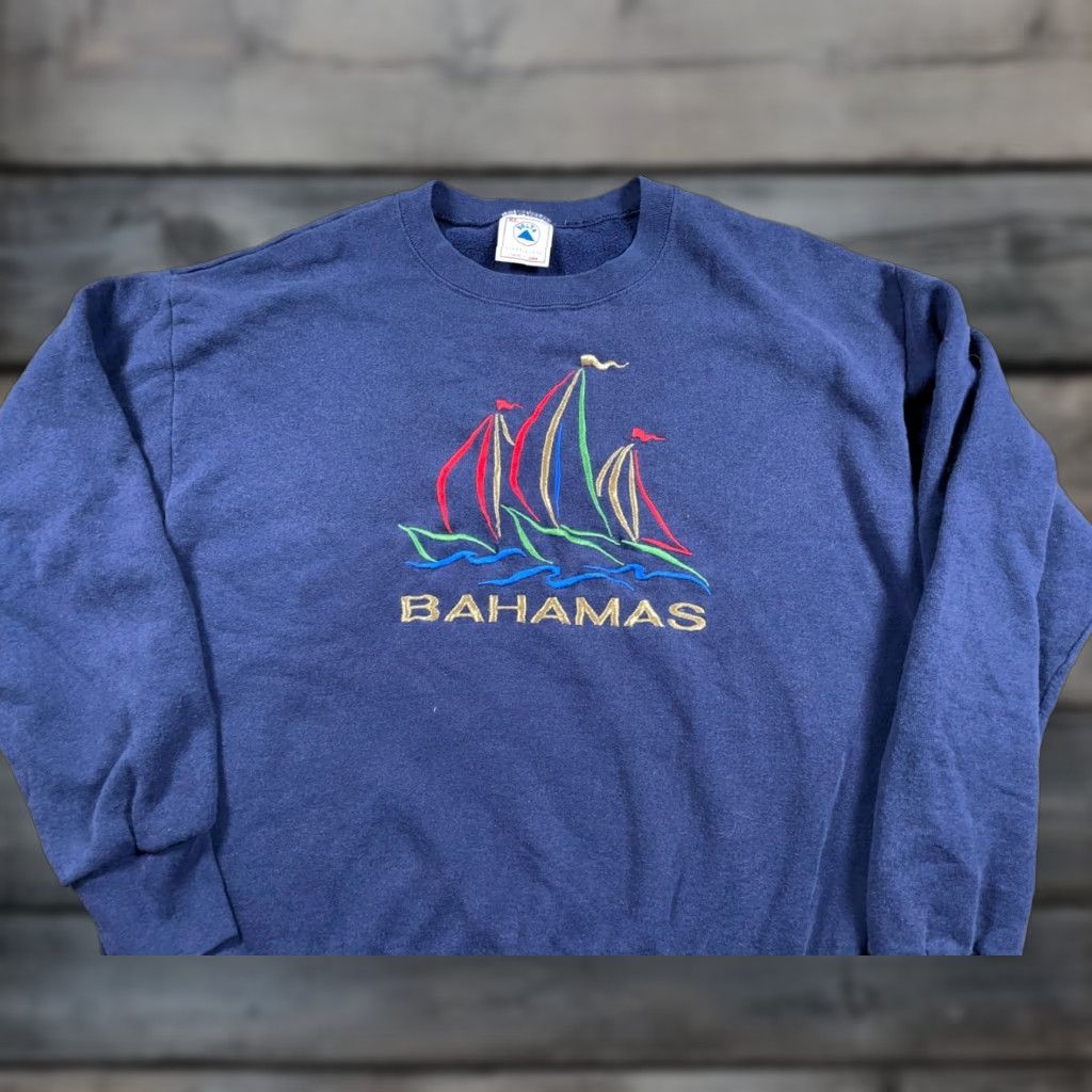 Delta VTG Delta Bahamas Embroidered Sail Boat Sweatshirt Adult XL Blue Nautical 50/50 Size US XL / EU 56 / 4 - 1 Thumbnail