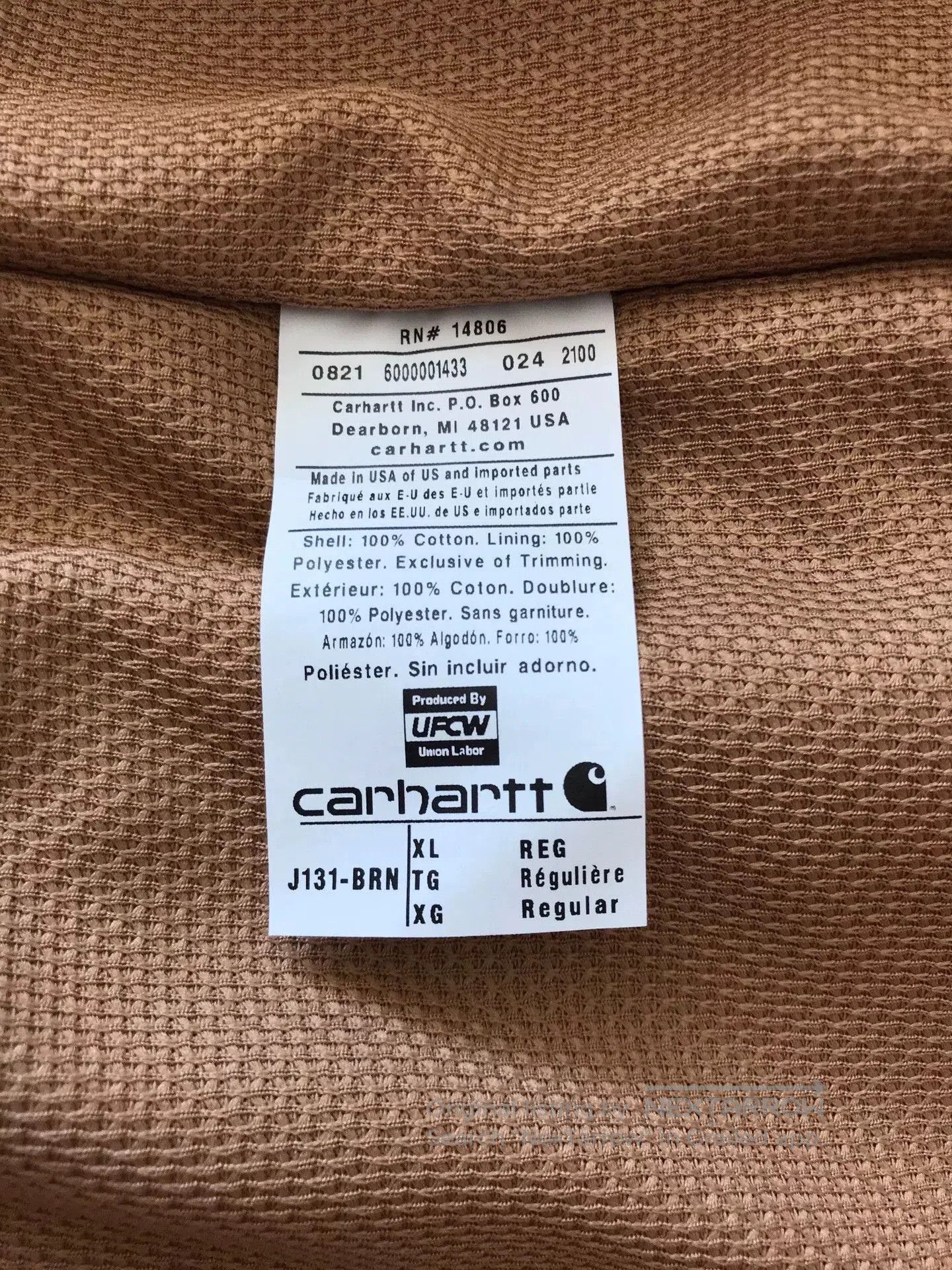 Carhartt Carhartt J131 Brown Hooded Jacket. Size US XL / EU 56 / 4 - 9 Thumbnail