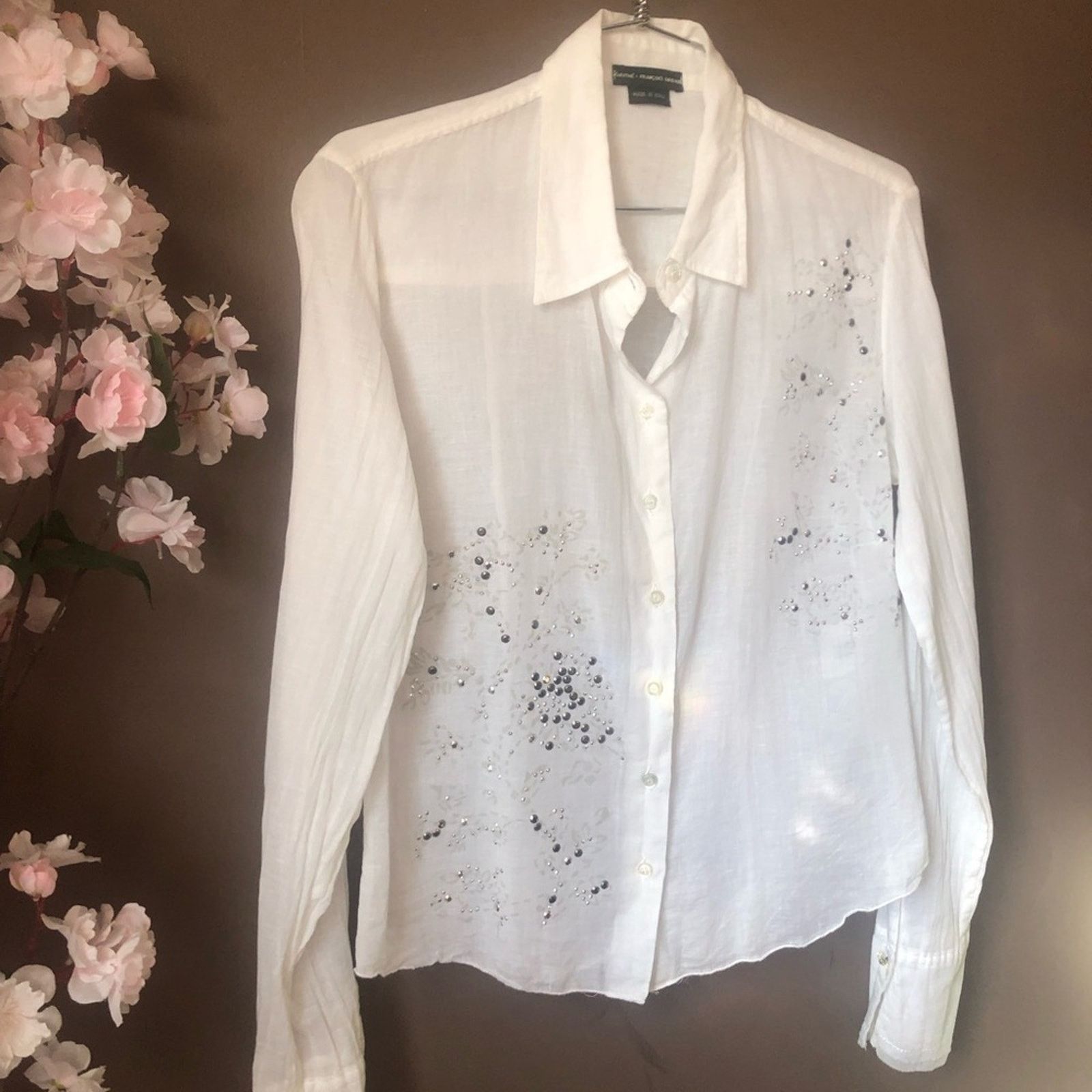 Other French designer white shirt top button up cap embellished Size XS / US 0-2 / IT 36-38 - 6 Thumbnail