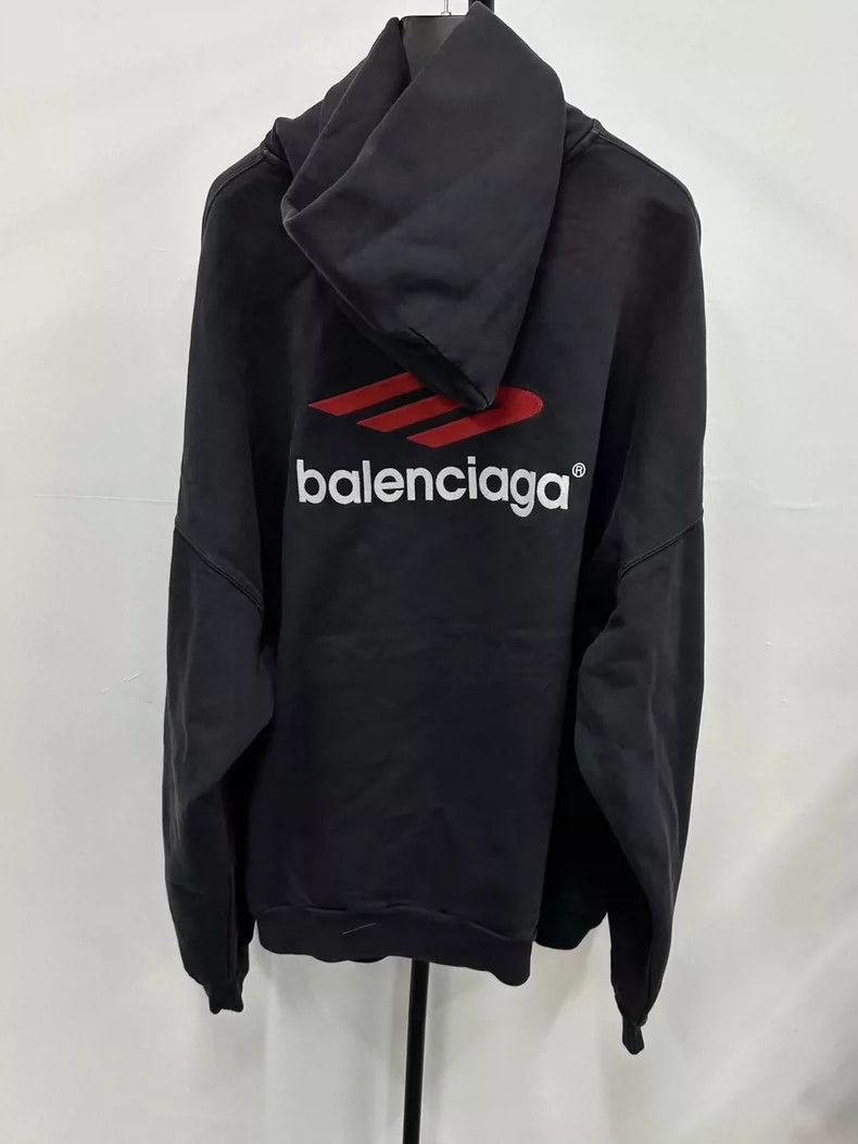 Balenciaga Balenciaga Black and Red 3 Bsports Worn Hoodie Size US XL / EU 56 / 4 - 2 Thumbnail