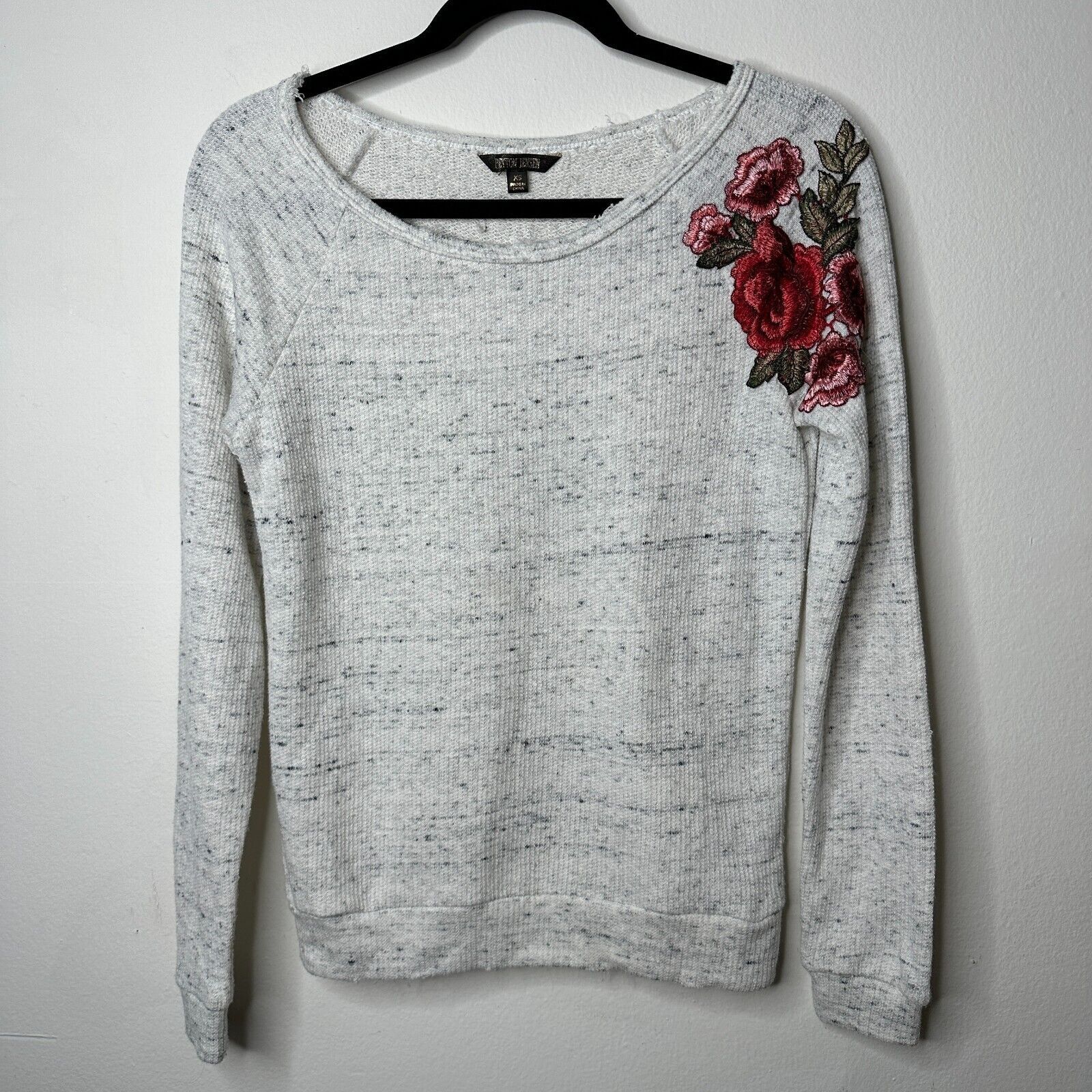 Other Peyton Jensen White-Gray Heathered Embroider Rose Sweater XS Size XS / US 0-2 / IT 36-38 - 11 Thumbnail