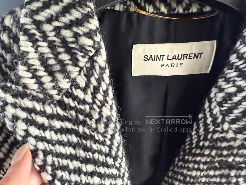 Saint Laurent Paris Saint Laurent Paris Black and white herringbone wool coat Size XS / US 0-2 / IT 36-38 - 5 Thumbnail
