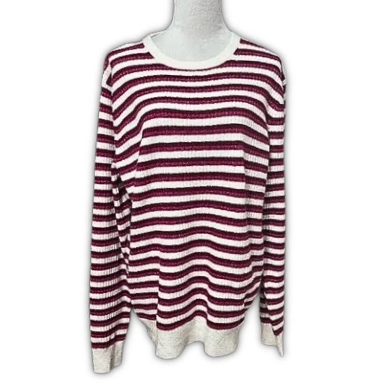 Nordstrom Nordstrom Sweater Striped Ribbed Long Sleeve Red/White XL Size XL / US 12-14 / IT 48-50 - 1 Thumbnail