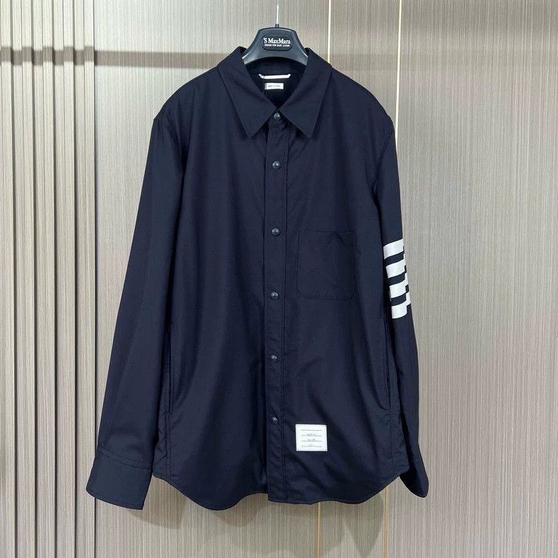 Thom Browne thom browneNavy blue wool striped shirt jacket 2503-Nextarr Size US M / EU 48-50 / 2 - 1 Thumbnail