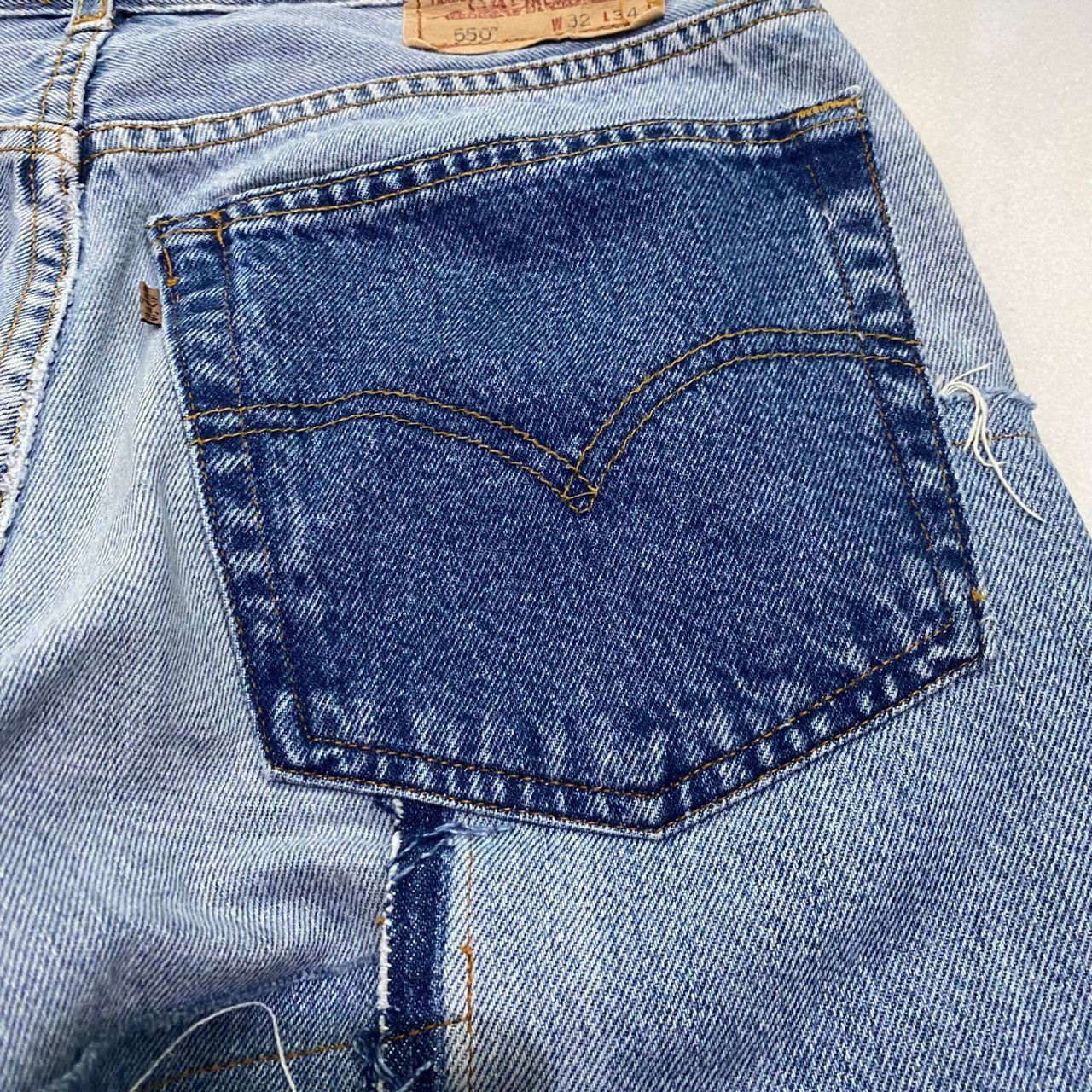 Levi's Vintage Levis 550 Relaxed Fit Patchwork Reworked Denim Size US 33 - 10 Thumbnail