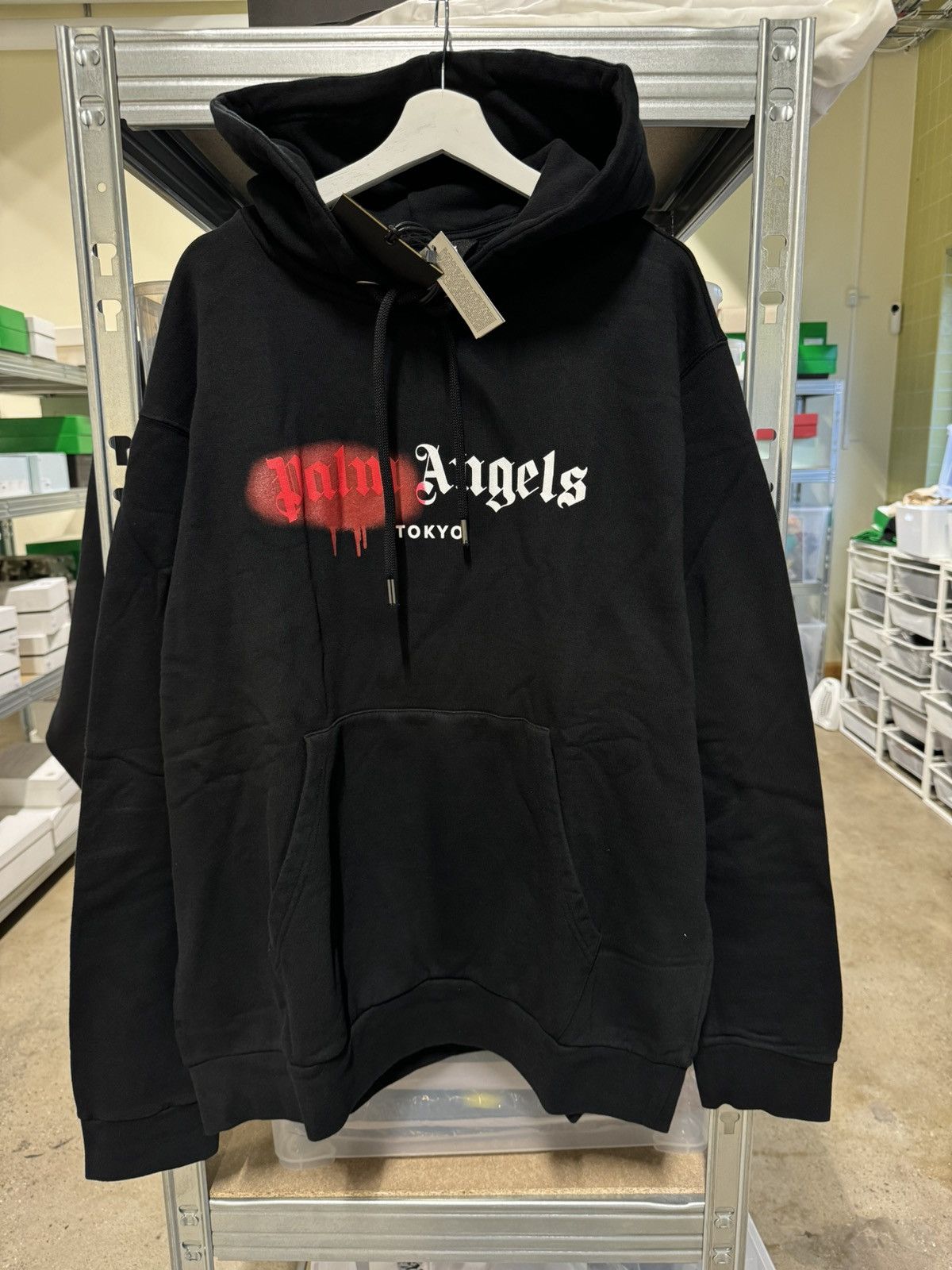 image of Palm Angels Sprayed Hoodie New in Black, Men's (Size 2XL)