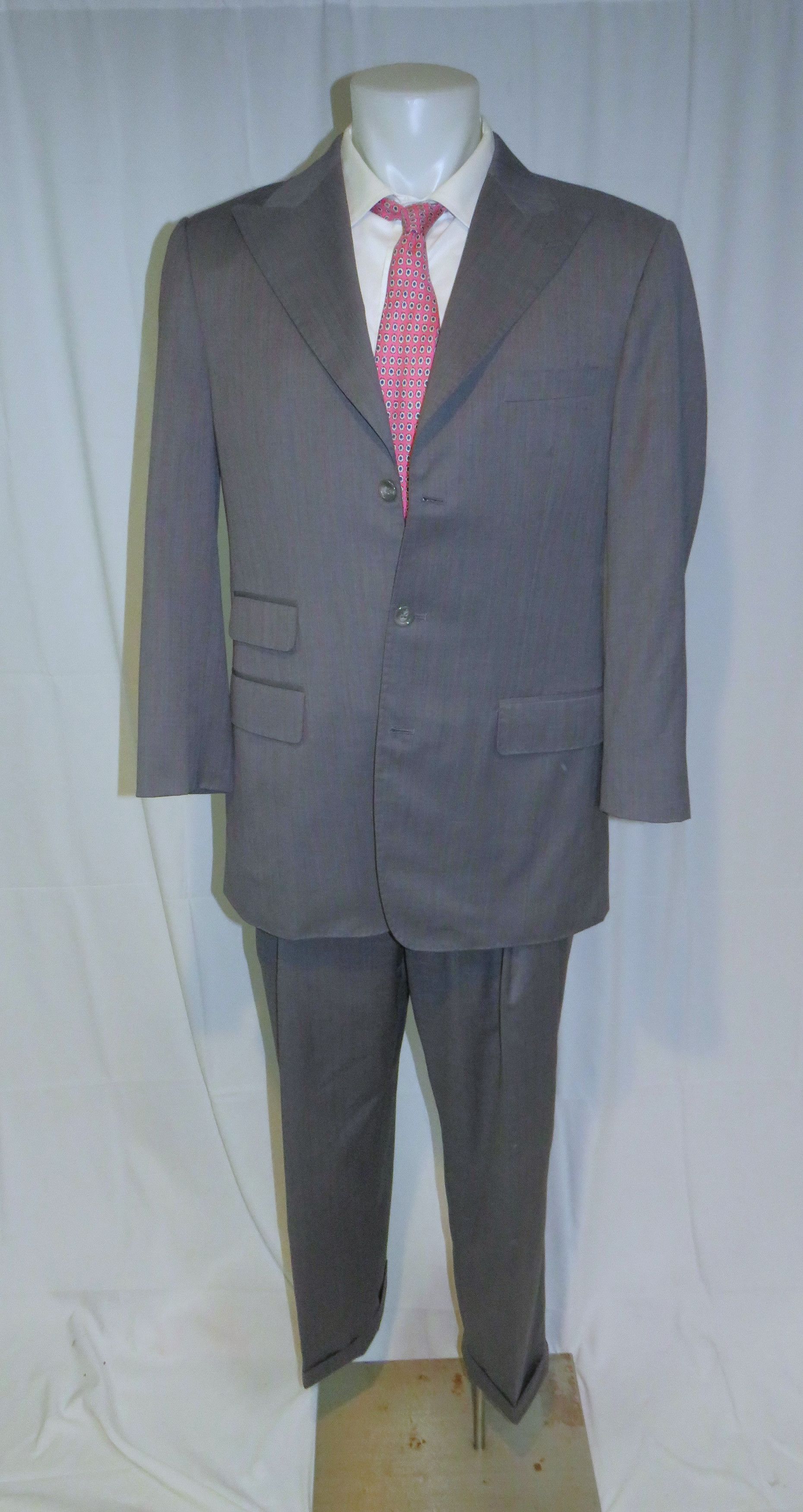 Other Morroni Custom Tailoring Gray Striped Three Button Suit 40L Size 40L - 1 Thumbnail