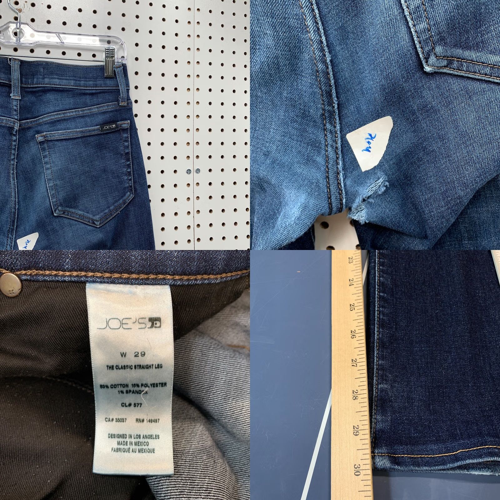 Vintage Joe's Jeans Womens The Classic Straight Leg Blue Denim Jeans Size 29X30 FLAW Size 29" - 9 Thumbnail