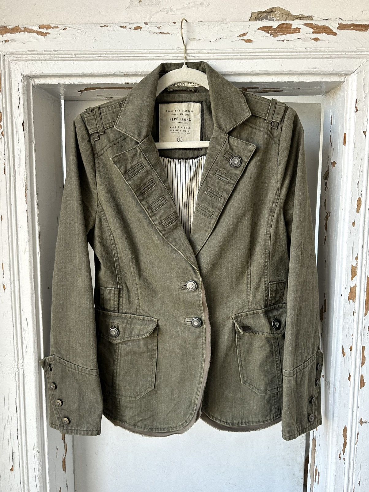Beauty Beast × Le Grande Bleu (L.G.B.) × Vintage Vintage Khaki Metal Buttons Jacket Size L / US 10 / IT 46 - 1 Thumbnail