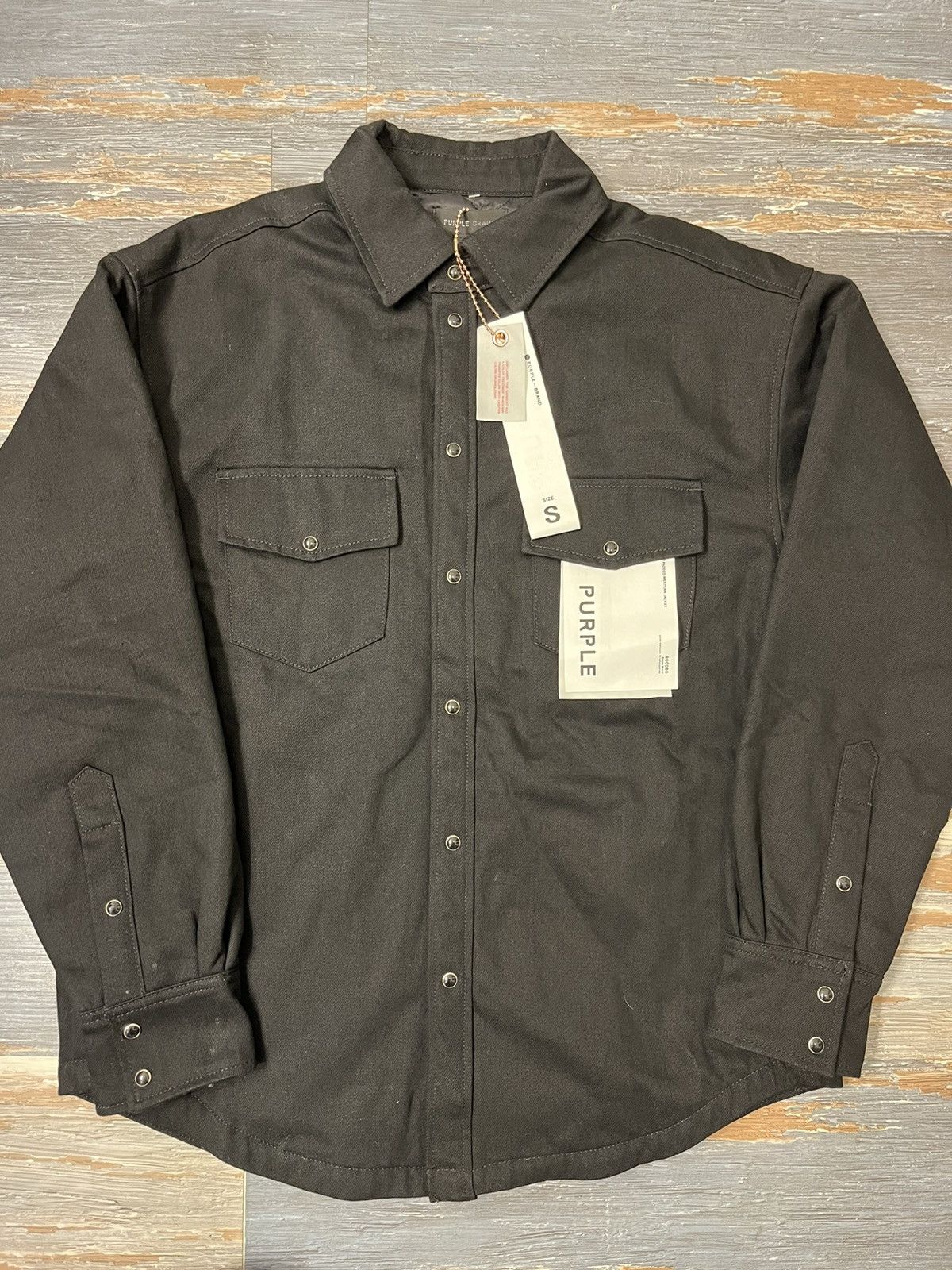 image of Purple Brand Padded Denim Jacket in Black, Men's (Size Large)