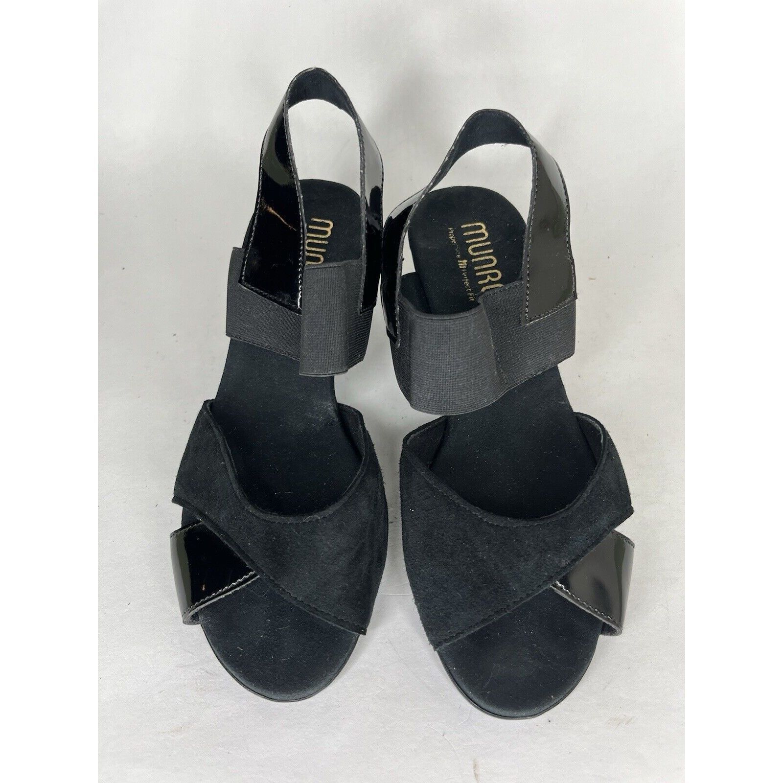Other Munro Black Suede Patent Leather Slingback Heel Sandals Wome Size US 6.5 / IT 36.5 - 2 Thumbnail