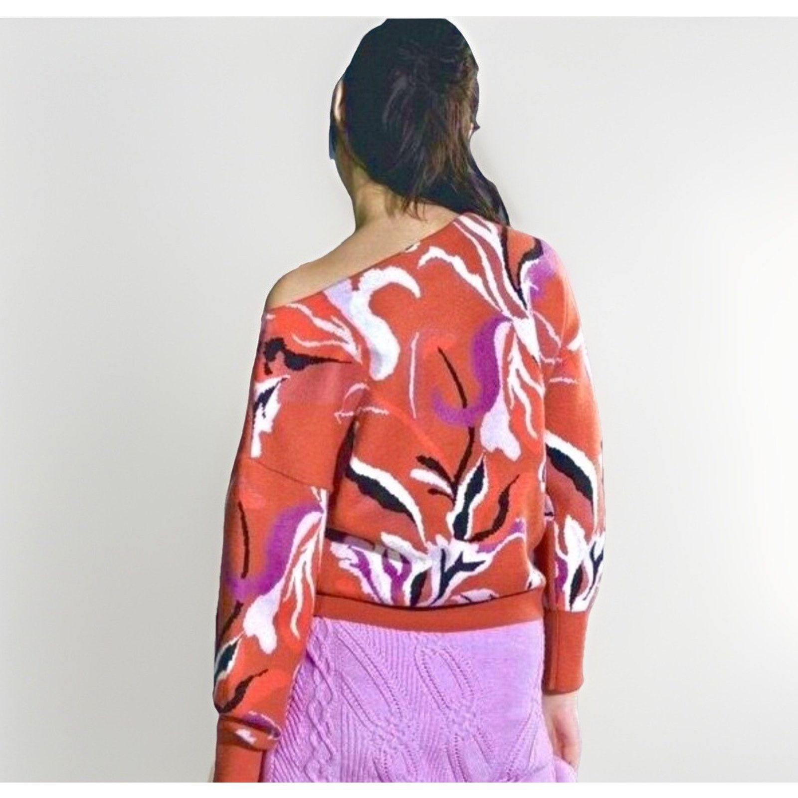 Anthropologie Maeve Boat Neck Floral Sweater Anthropologie Women's XXS P Size XS / US 0-2 / IT 36-38 - 4 Thumbnail