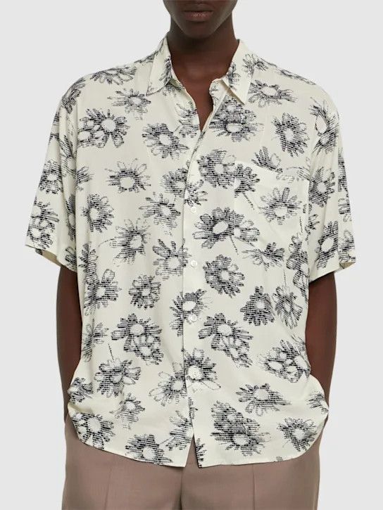 Magliano o1lsvrm0425 Matrix Print Viscose Bowling Shirt in White Size US S / EU 44-46 / 1 - 3 Thumbnail