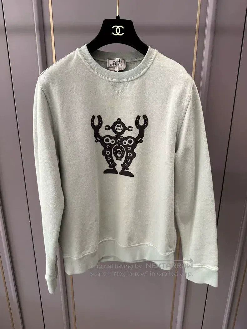 Hermes Hermes Light Green Leather Patch Sweatshirt Size M / US 6-8 / IT 42-44 - 1 Thumbnail