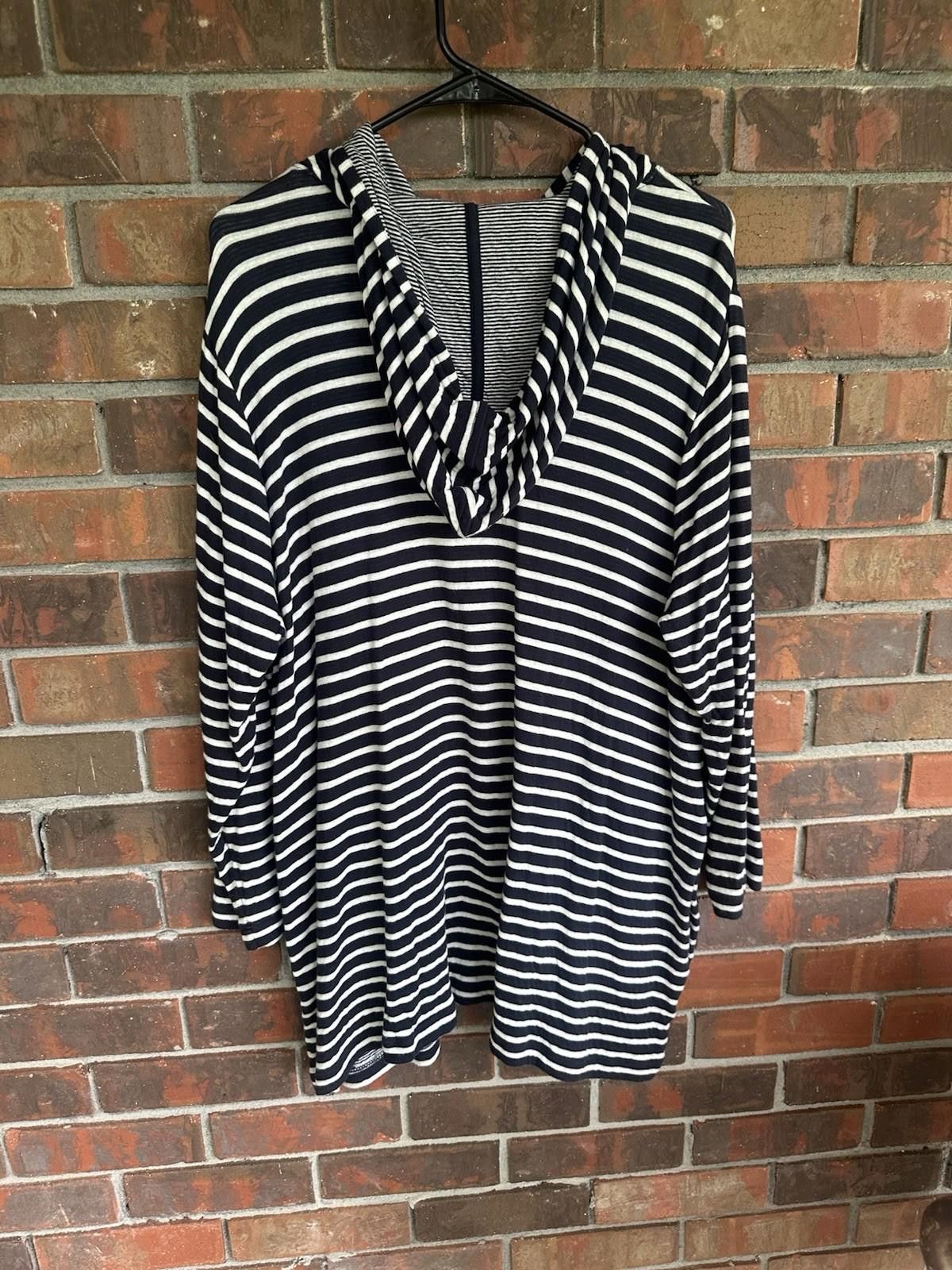 Designer J Jill XL Striped Tunic Dress 100% Cotton Size XL / US 12-14 / IT 48-50 - 4 Thumbnail