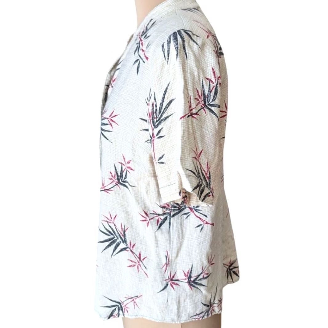Vintage VINTAGE Gloria Lance Blouse Womens Sz L Cream Bamboo Print Button Front Mandarin Collar Layered Size L / US 10 / IT 46 - 4 Thumbnail