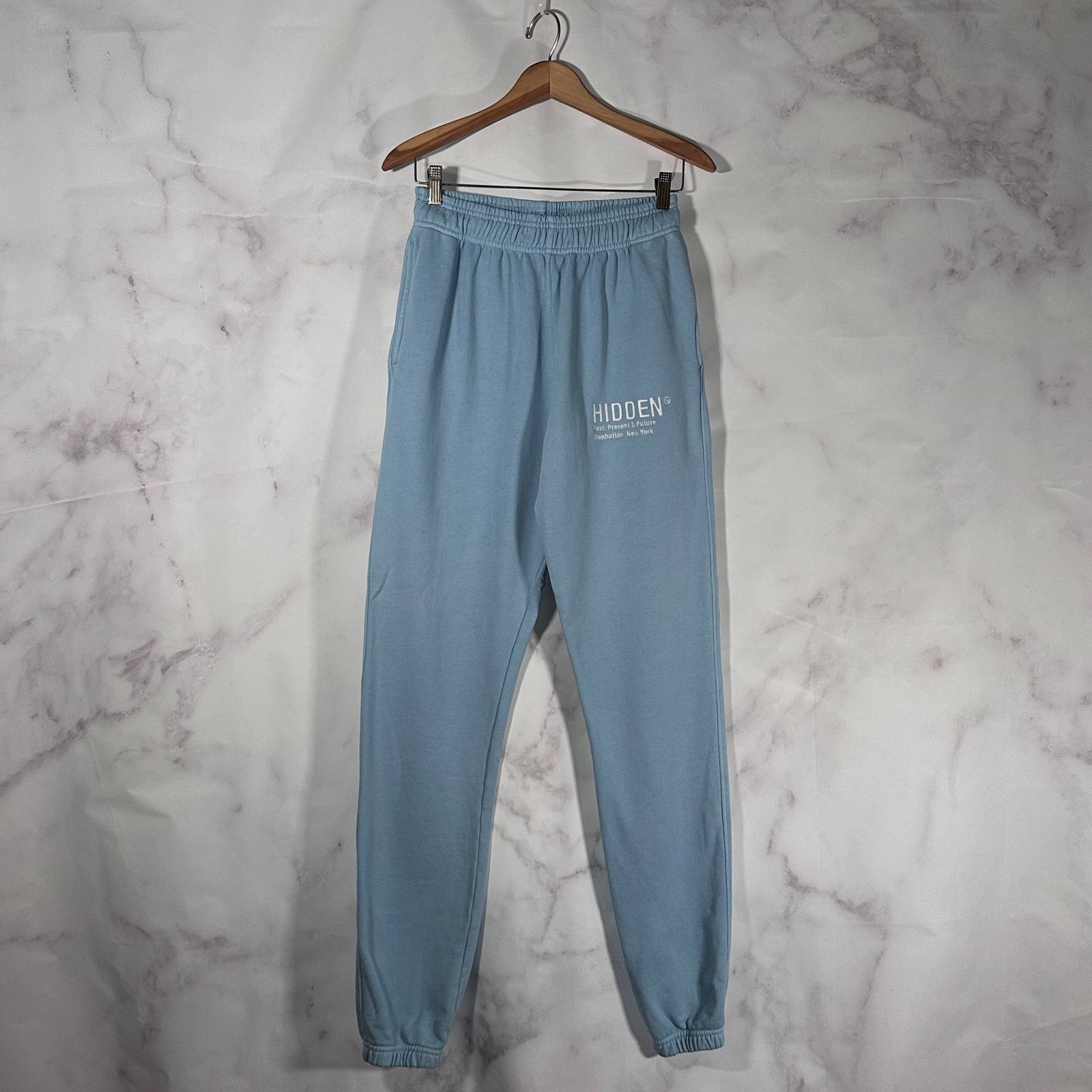 HIDDEN Hidden NY Light Blue Logo Sweatpants Size US 30 / EU 46 - 1 Thumbnail