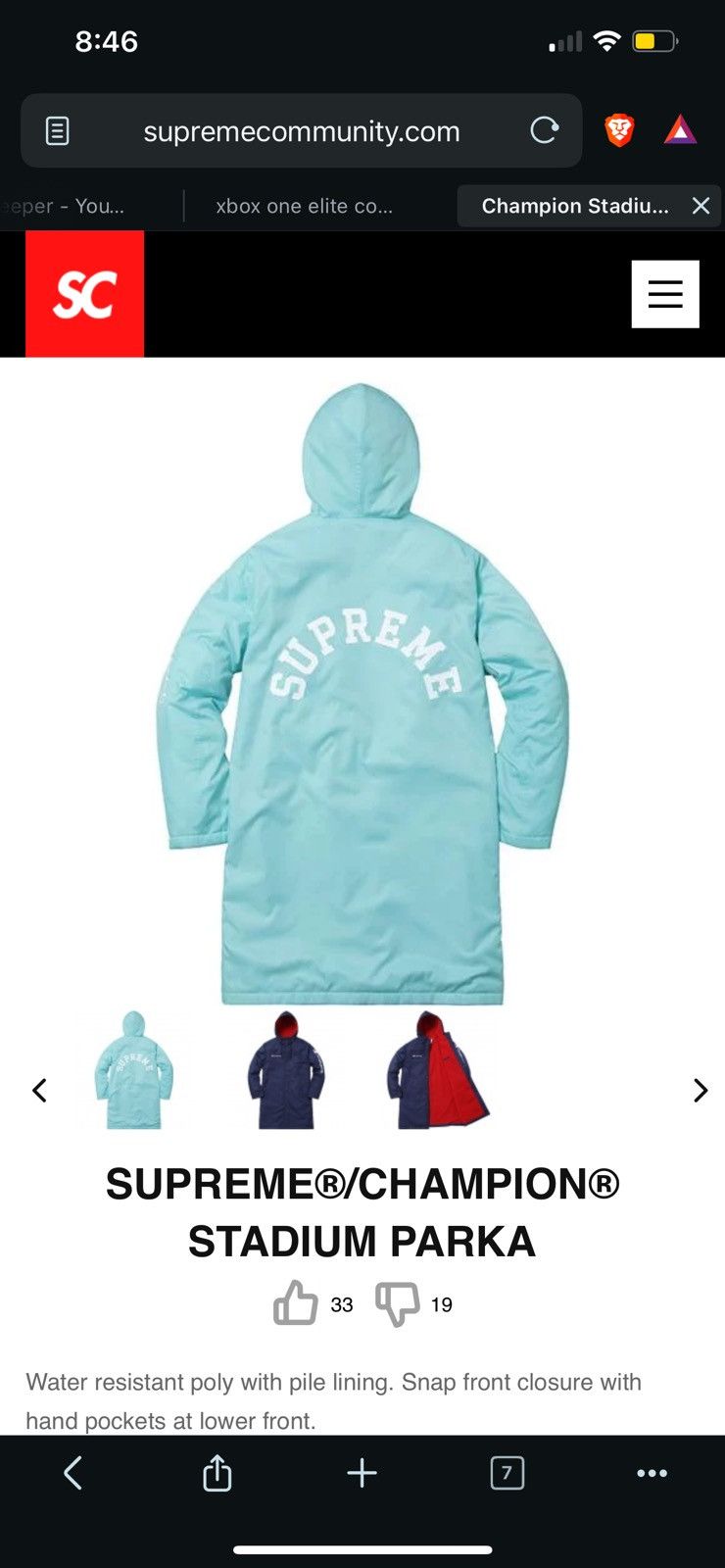 Champion × Supreme 2016 Supreme Champion Parka Size US XL / EU 56 / 4 - 4 Thumbnail