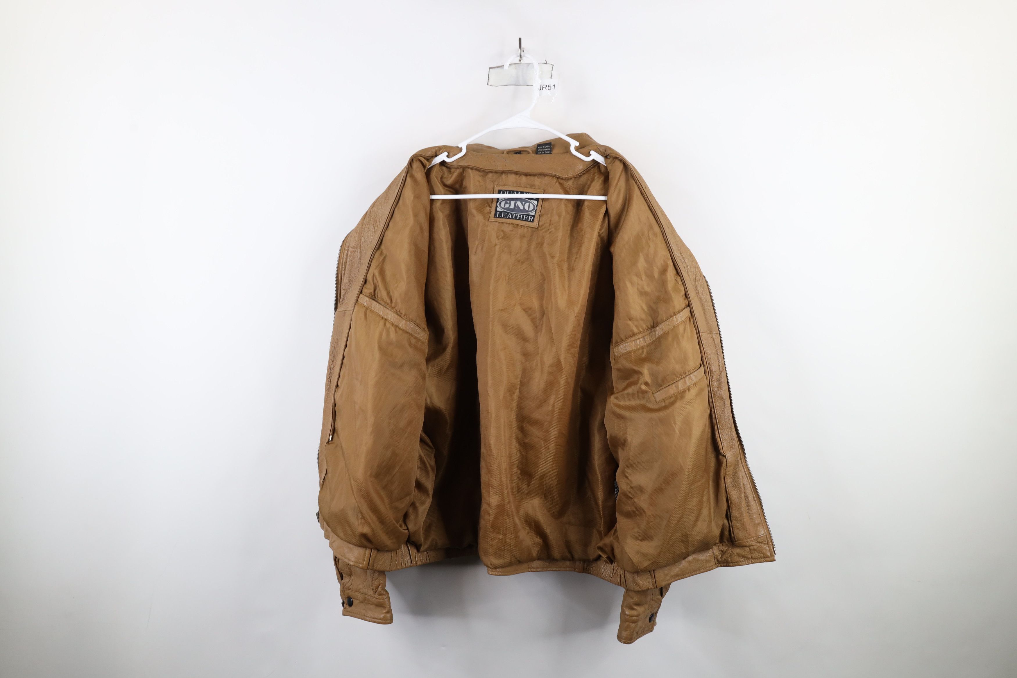 Vintage Vintage 90s Streetwear Leather Full Zip Bomber Jacket Brown Size US XL / EU 56 / 4 - 10 Thumbnail
