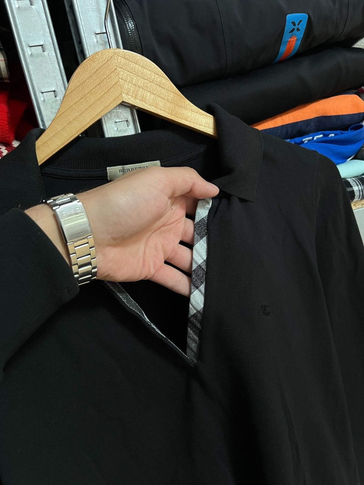 Burberry × Vintage Burberry London Nova Check Long Sleeve Polo Shirt Size L Size L / US 10 / IT 46 - 3 Thumbnail