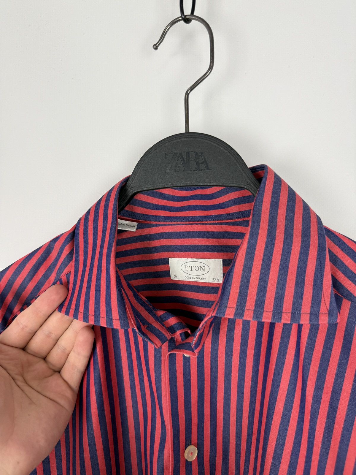 Eton Eton Contemporary Navy Red Stripe Formal Button Down Shirt M Size US M / EU 48-50 / 2 - 3 Thumbnail