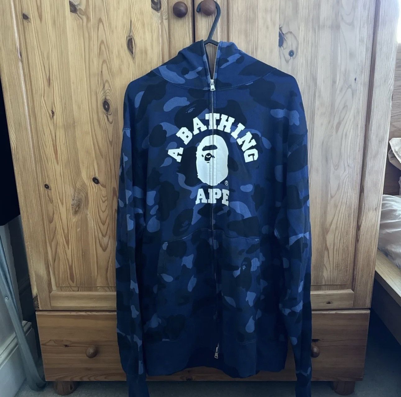 Image of Bape Color Camo College Full Zip Hoodie (Fw21) in Navy, Men's (Size XL)