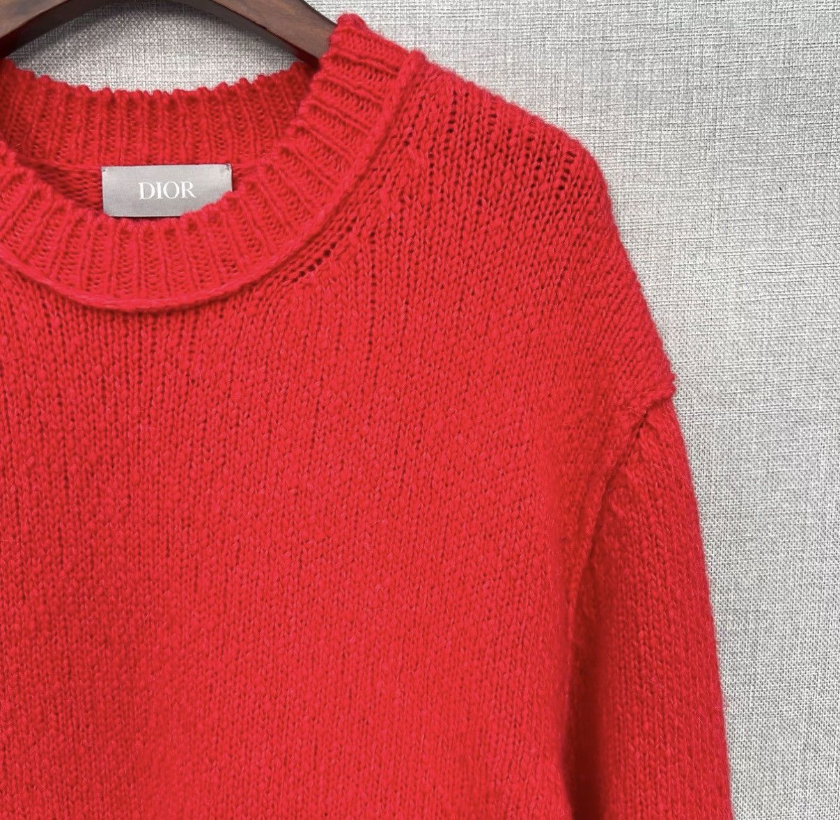 Dior Dior Red Embroidered Flocked Dinosaur Distressed Sweater Size US L / EU 52-54 / 3 - 3 Thumbnail