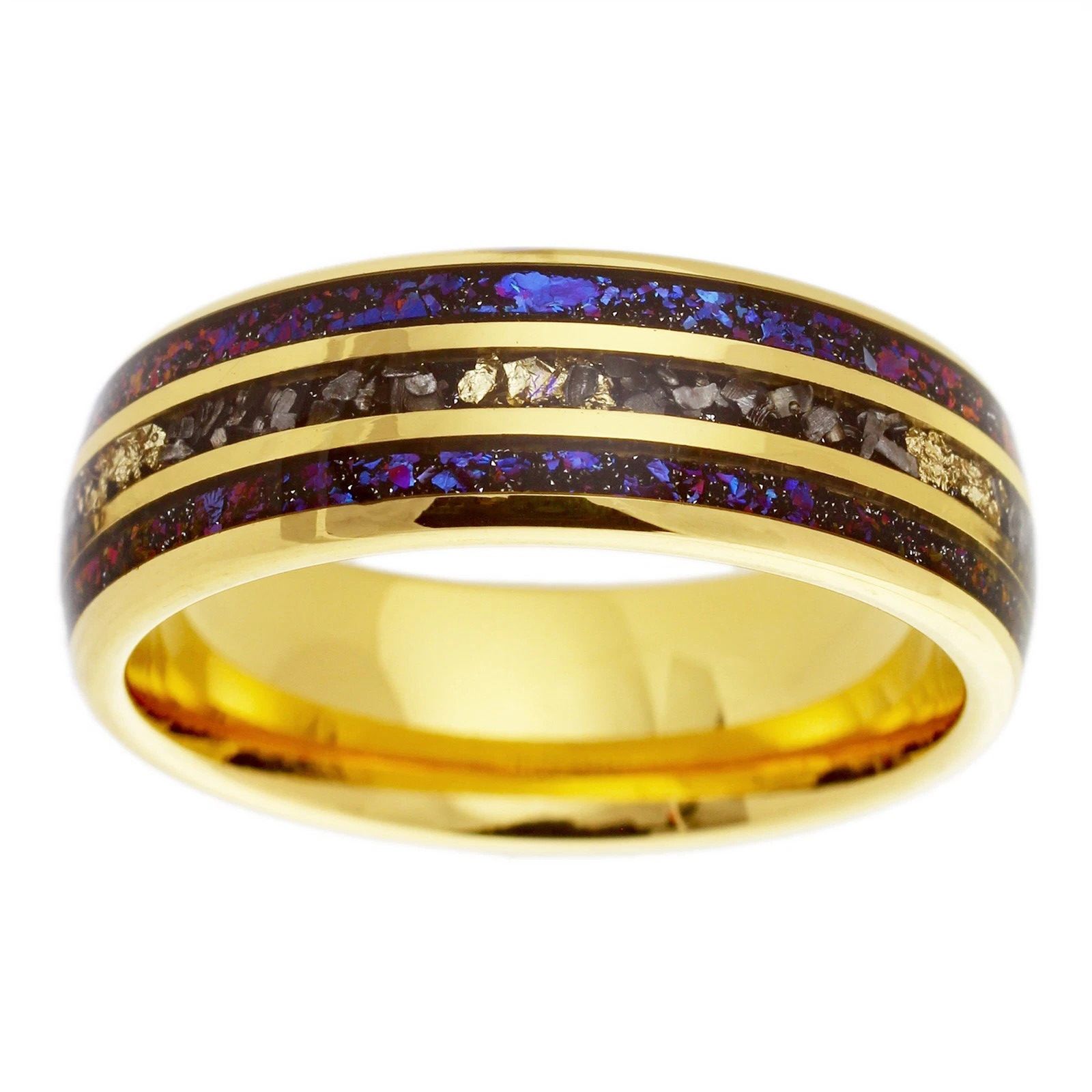 Other Gold Plated Tungsten Gold Leaf & Faux Meteorite Galaxy Ring Size ONE SIZE - 1 Thumbnail