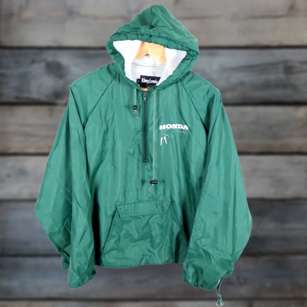 Vintage VINTAGE 80s King Louie Honda Windbreaker Jacket Mens XL Green 1/4 Zip USA Made Pullover Size US XL / EU 56 / 4 - 1 Thumbnail