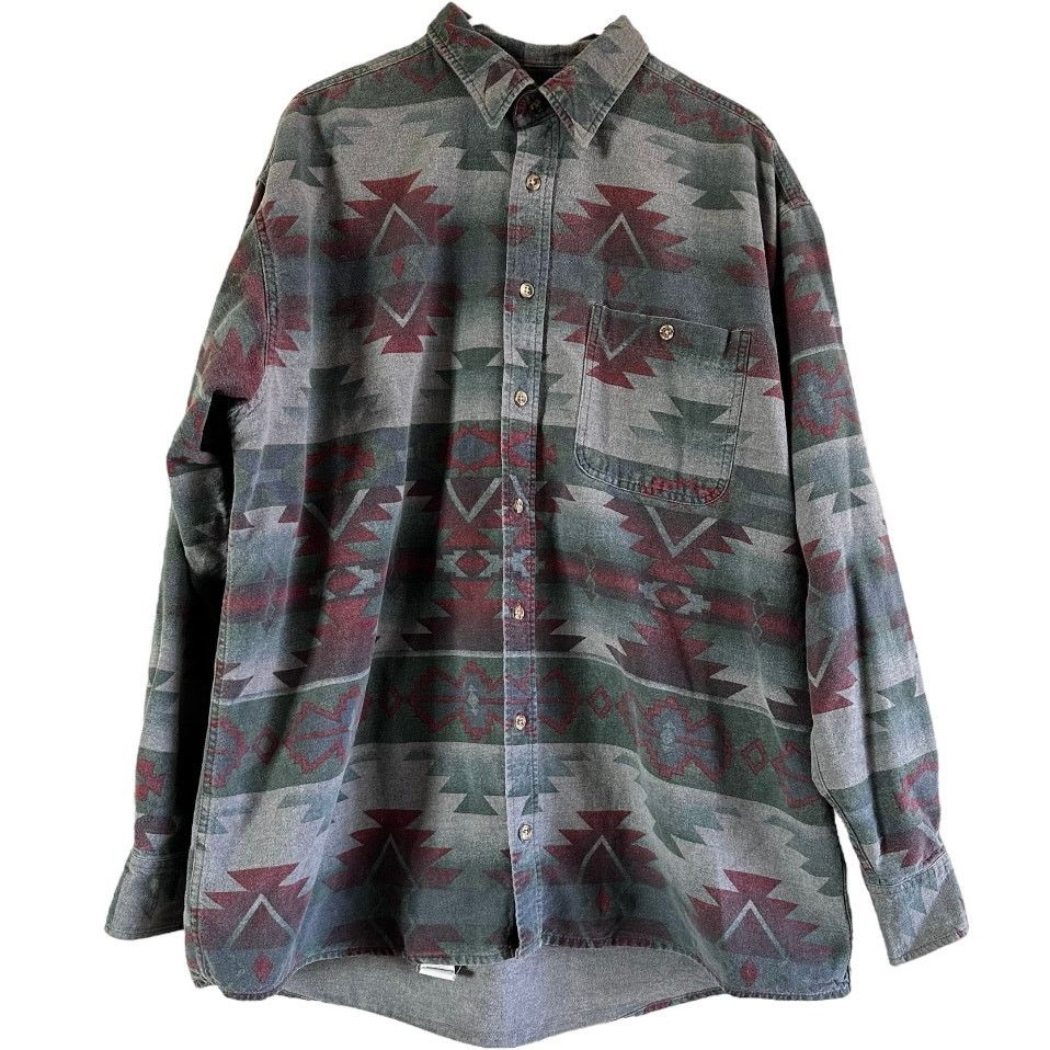 Cabelas Cabela's Marble Button Down Flannel Aztec Pocket Cotton XLT Size US XL / EU 56 / 4 - 1 Thumbnail