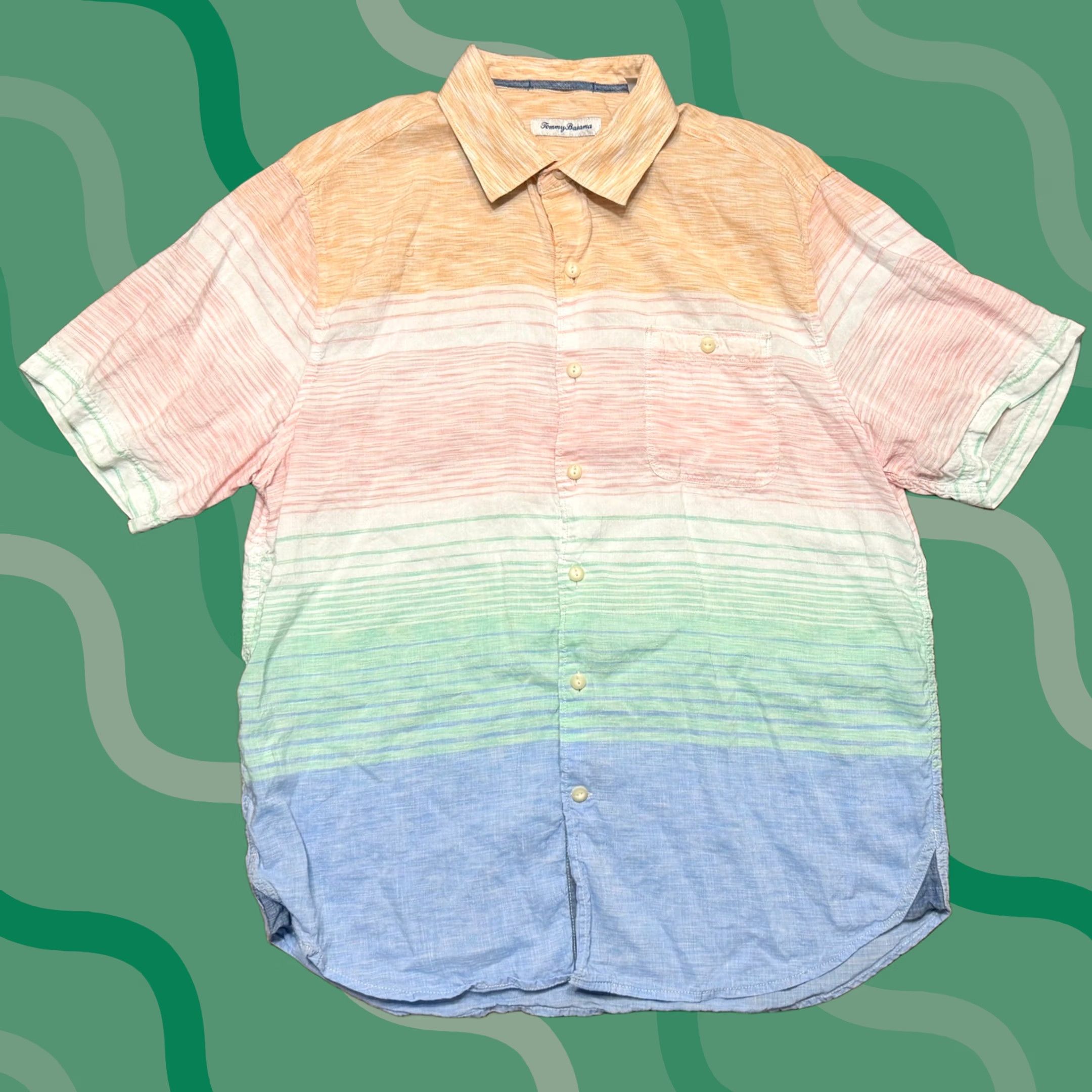 Tommy Bahama Tommy Bahama Mens Shirt Ombre Striped Button-Down L Size US L / EU 52-54 / 3 - 1 Thumbnail