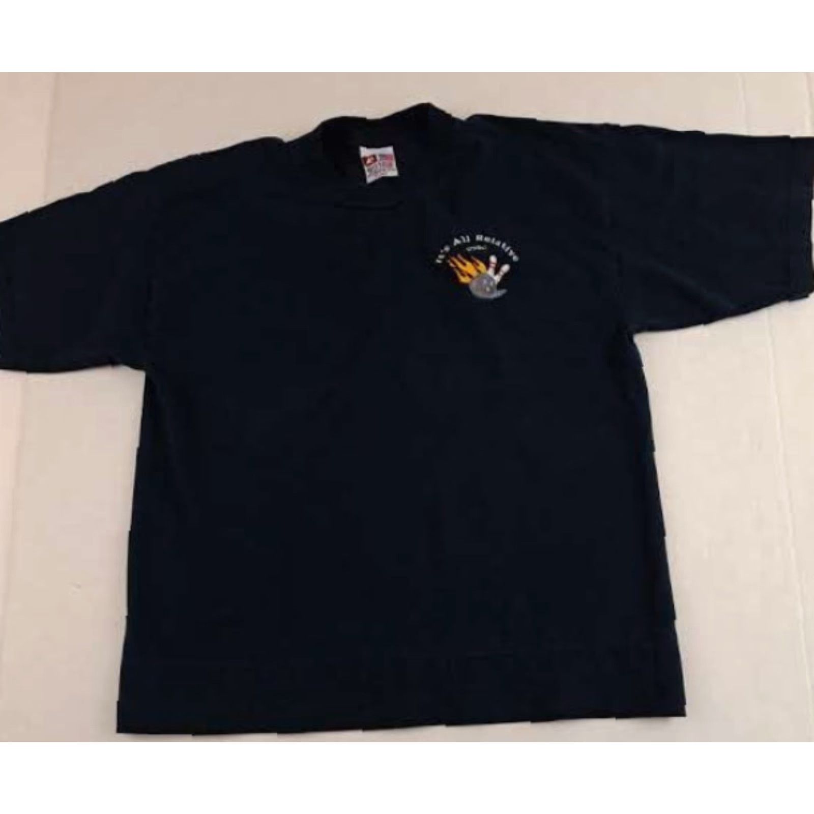 Vintage VINTAGE Bayside Bowling Shirt XL Men USBC It's All Relative Shirt Black Canvas Cotton Embroidered 1990s Bowling Theme Men Size XL USA made Size US XL / EU 56 / 4 - 3 Thumbnail