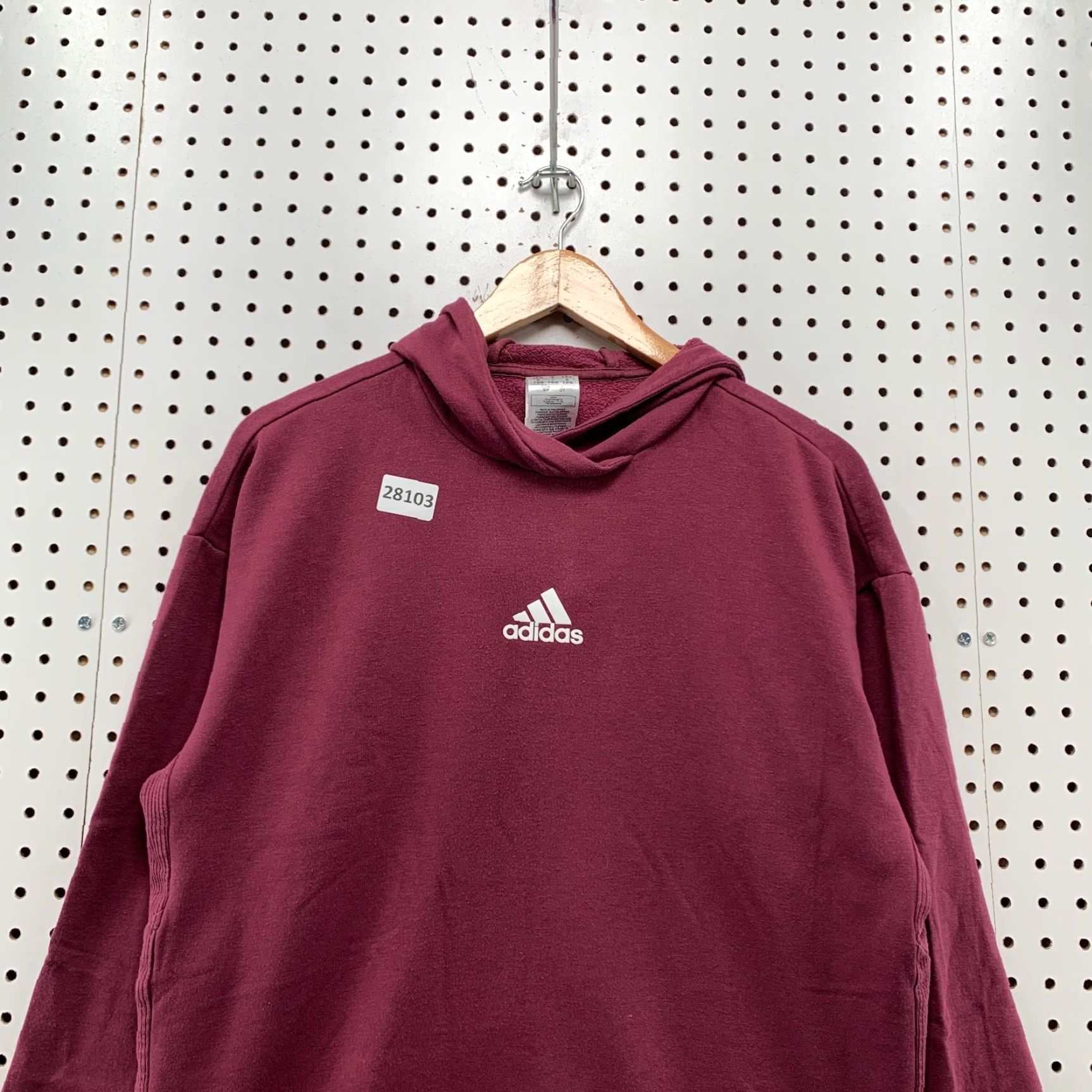 Adidas VINTAGE Adidas Hooded Sweatshirt Red Center Logo Womens Small Hoodie Pullover 23x23.5 Size S / US 4 / IT 40 - 2 Thumbnail