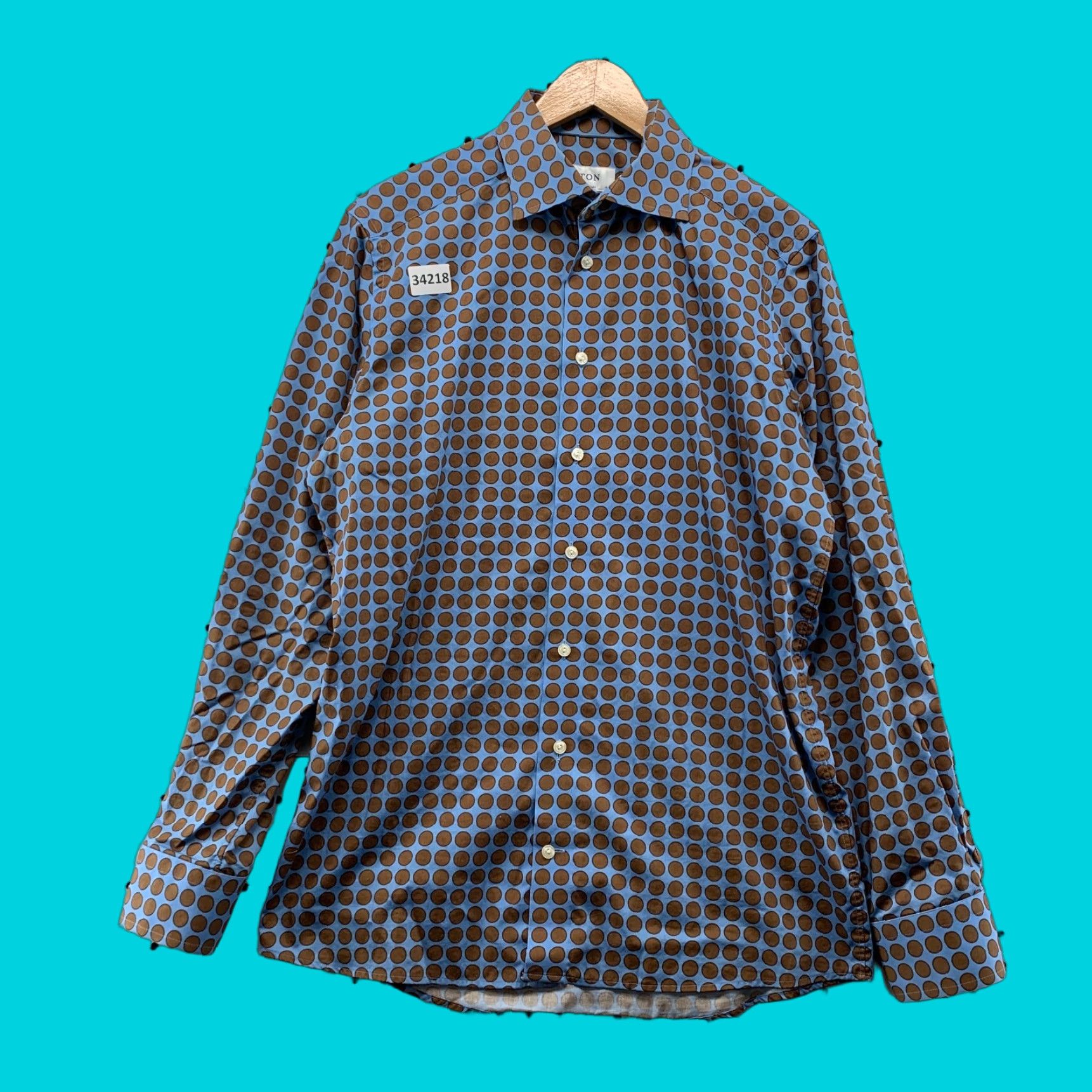 blue polka dot dress shirt mens Men's Navy w/ White Polka Dots Long Sleeve Dress Shirt, Stain Repellent, Wrinkle Resistant