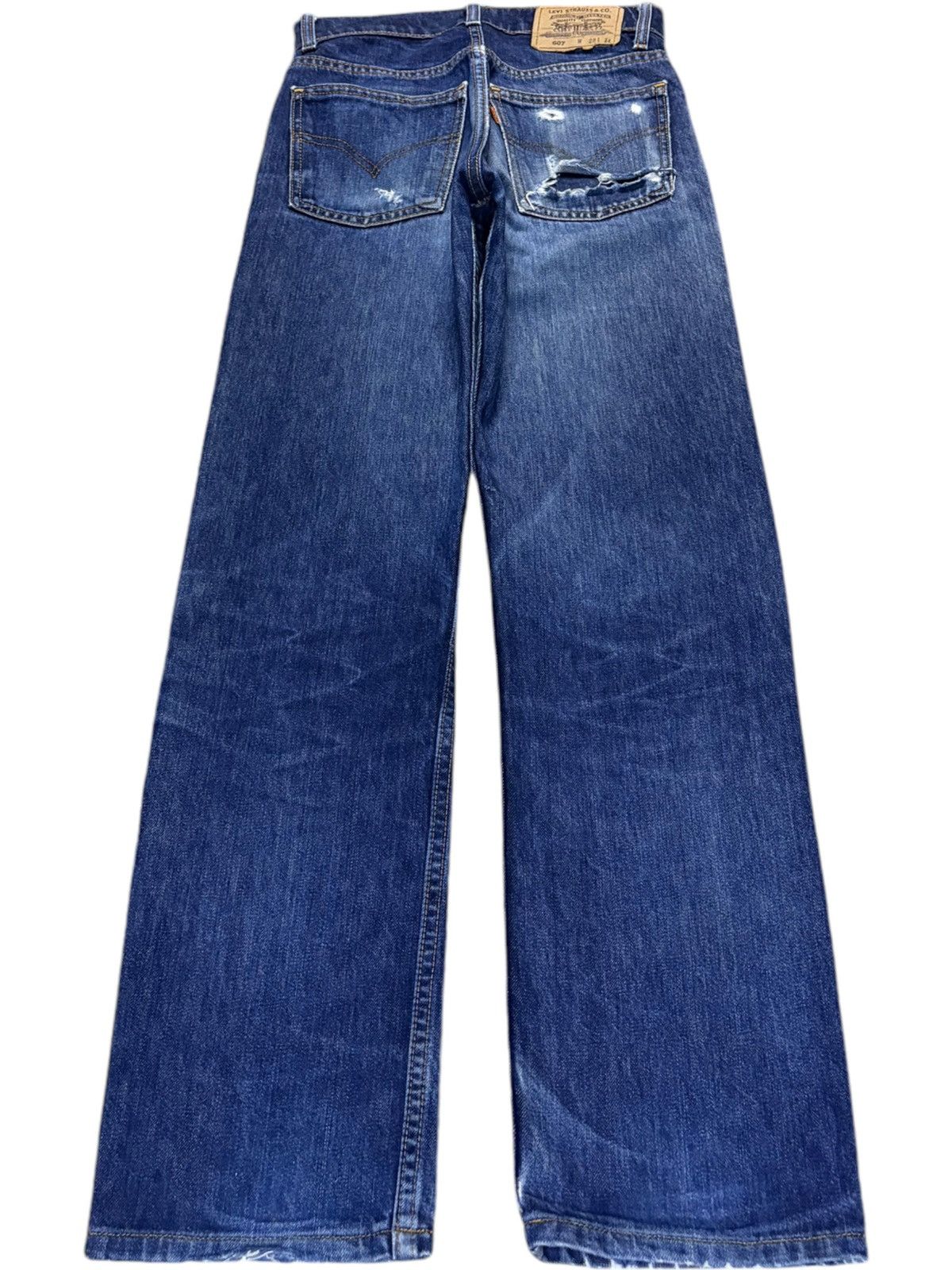 Levi's Vintage 90s Levis 607 Orange Tab Blue Wash Distressed Jeans Size US 27 - 2 Thumbnail