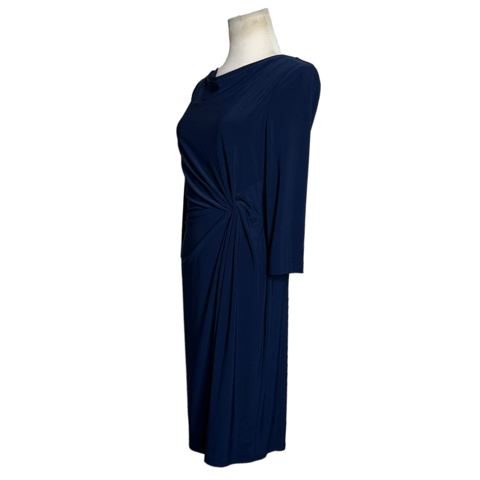Ralph Lauren Ralph Lauren navy blue 3/4 sleeves cowl neck dress size 2 Size XS / US 0-2 / IT 36-38 - 14 Thumbnail