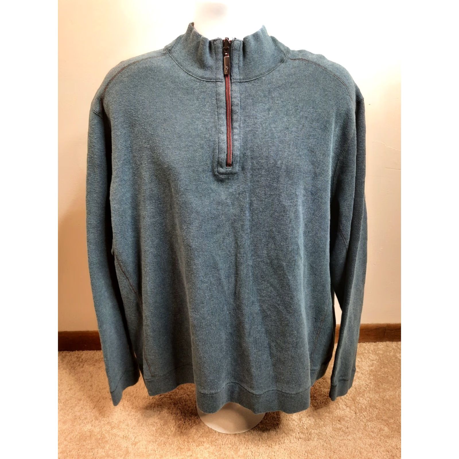 Tommy Bahama VINTAGE Tommy Bahama Reversible Quarter Zip Pullover Sweatshirt 2XL Cotton Blue Mens Size US XXL / EU 58 / 5 - 3 Thumbnail