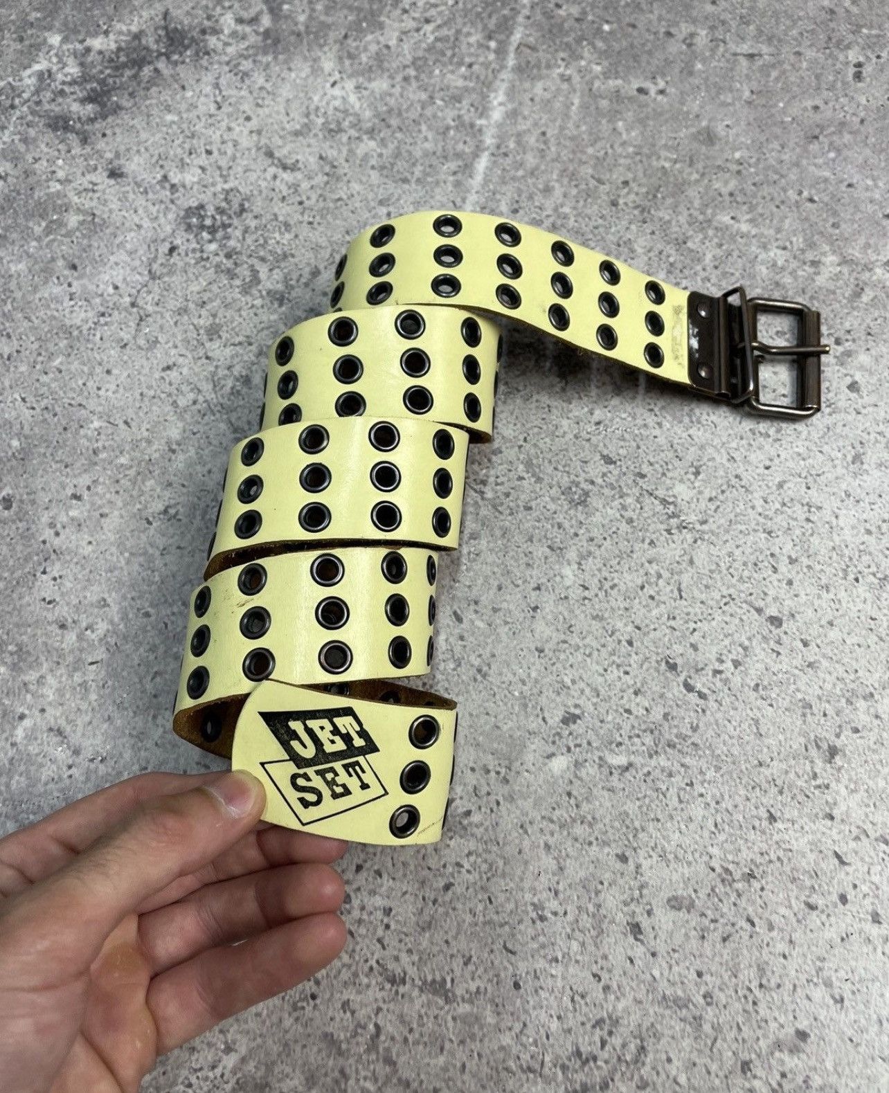 JET SET Studded VTG Leather Belt Grunge Punk Undercover Owens Vibe Size ONE SIZE - 1 Thumbnail