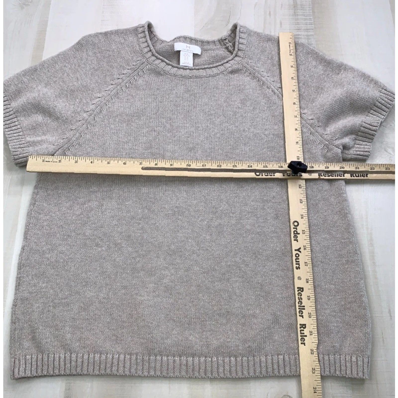 Halston Halston 100% Cotton Knit Short Sleeve XL Beige Pullover Women Size 40" / US 18 - 3 Thumbnail